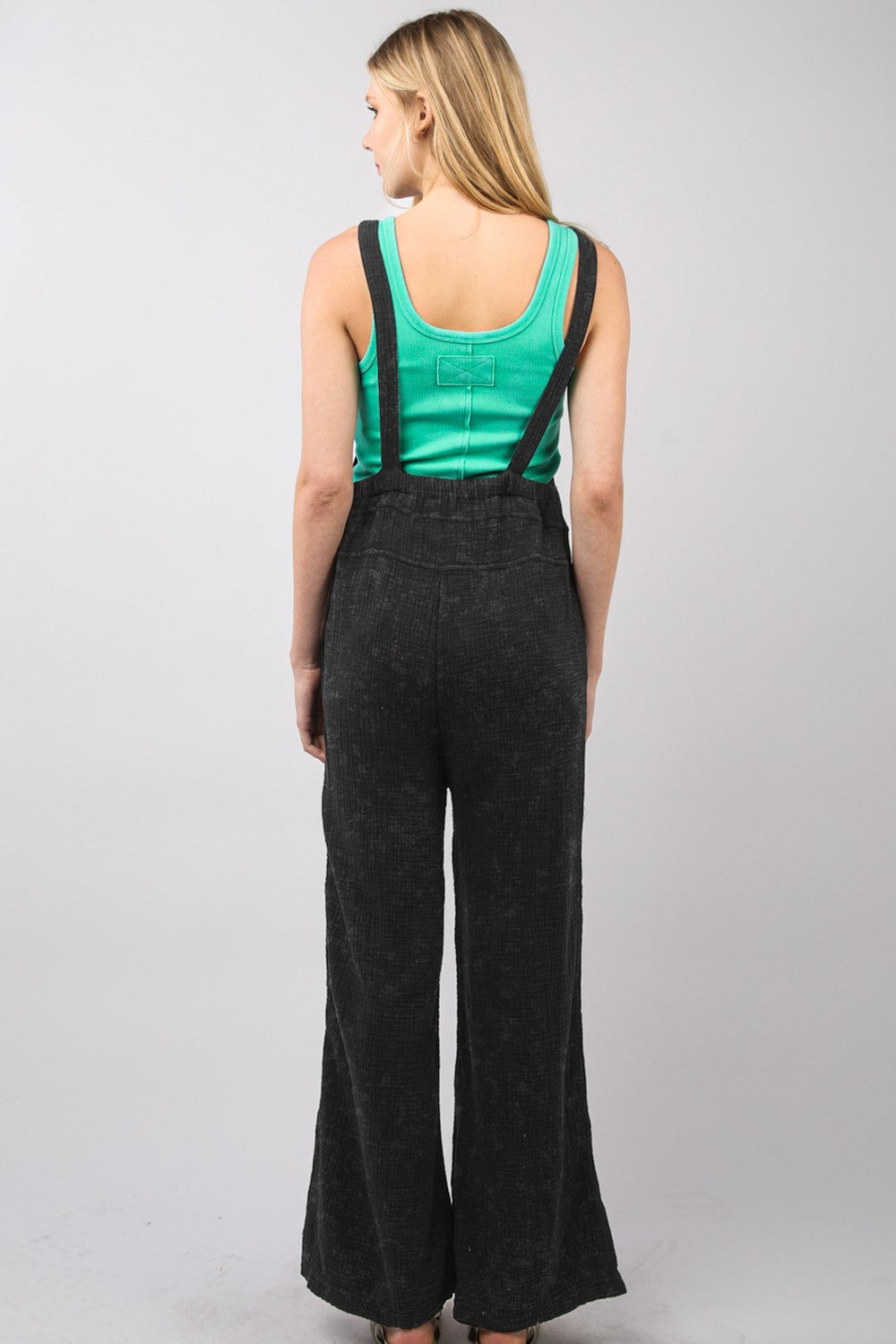 VERY J Texture Washed Wide Leg Overalls-TOPS / DRESSES-[Adult]-[Female]-2022 Online Blue Zone Planet