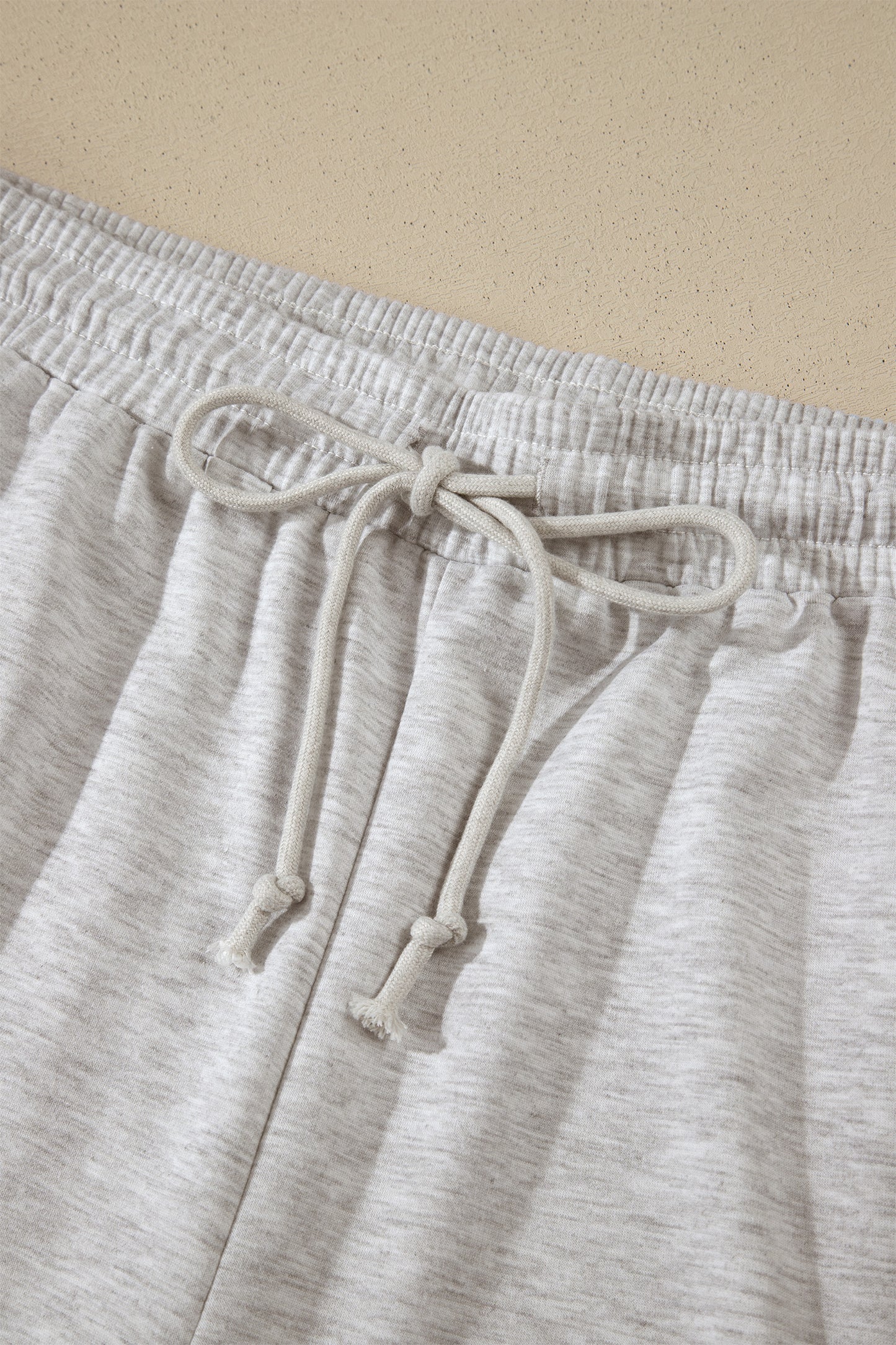 Light Grey Plus Size Solid V-Neck Short Sleeve Elastic Waist Two-Piece Set-Plus Size/Plus Size Loungewear-[Adult]-[Female]-2022 Online Blue Zone Planet