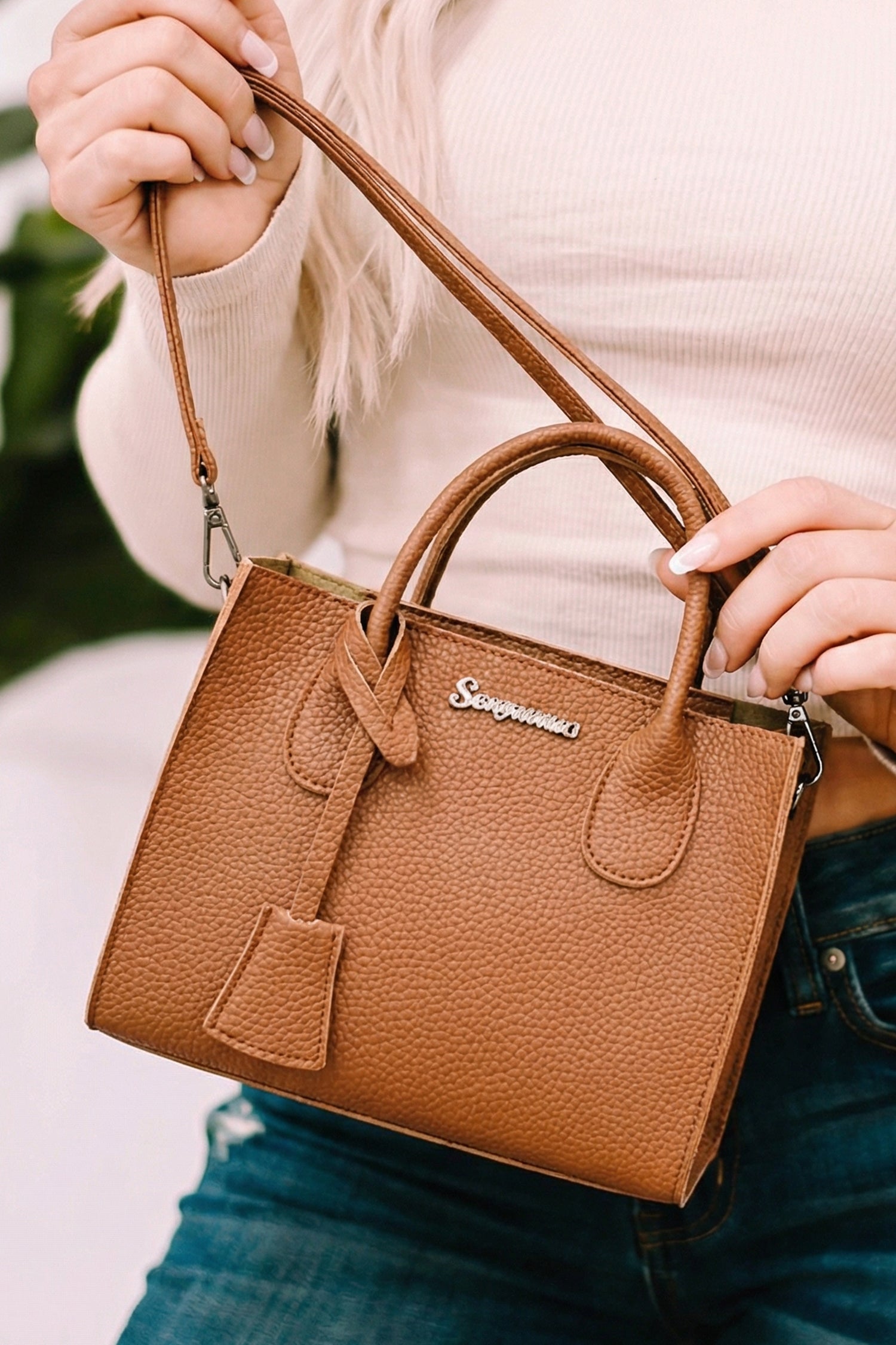 Camel Minimalist PU Leather Handle Shoulder Bag-Shoes & Bags/Shoulder Bags-[Adult]-[Female]-2022 Online Blue Zone Planet