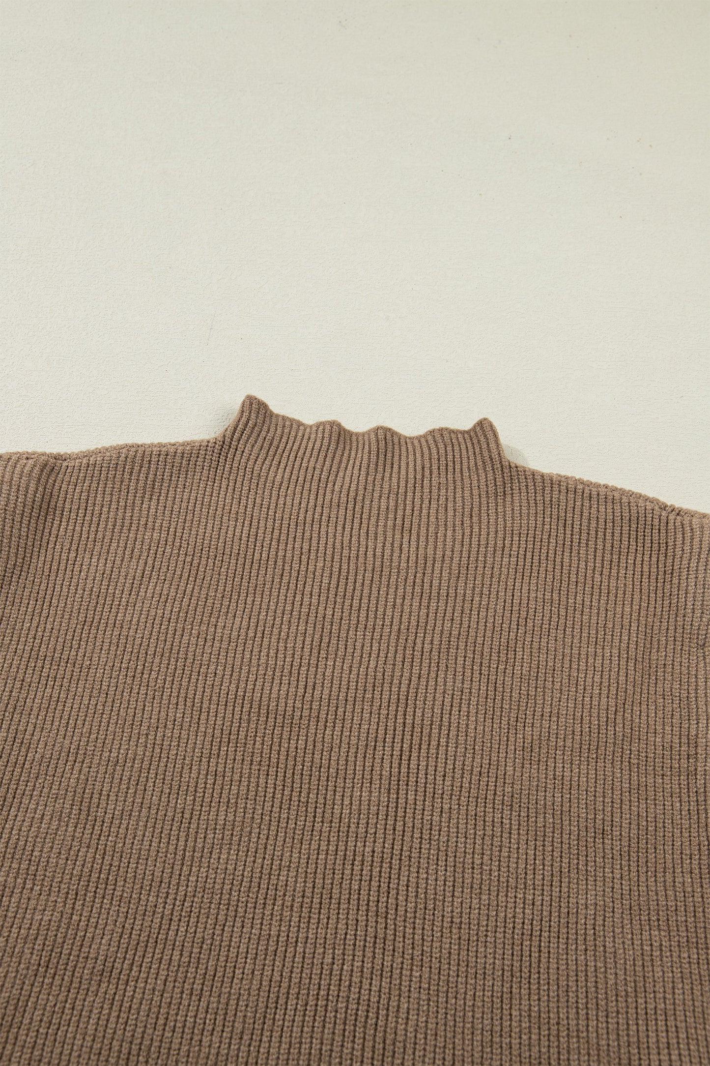 Light French Beige Solid Color Ribbed Knit Mock Neck Loose Sleeveless Sweater-TOPS / DRESSES-[Adult]-[Female]-2022 Online Blue Zone Planet