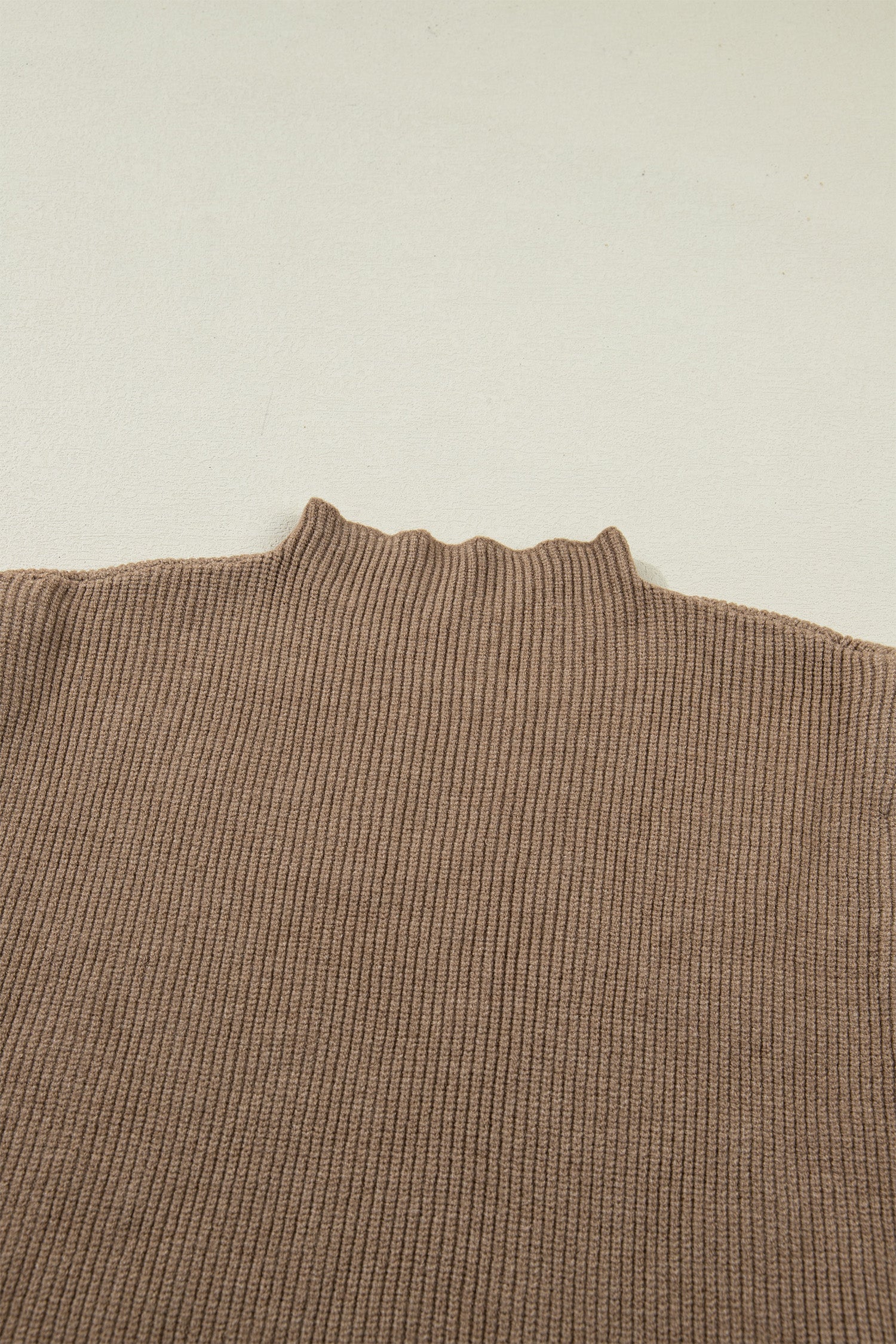 Light French Beige Solid Color Ribbed Knit Mock Neck Loose Sleeveless Sweater-TOPS / DRESSES-[Adult]-[Female]-2022 Online Blue Zone Planet