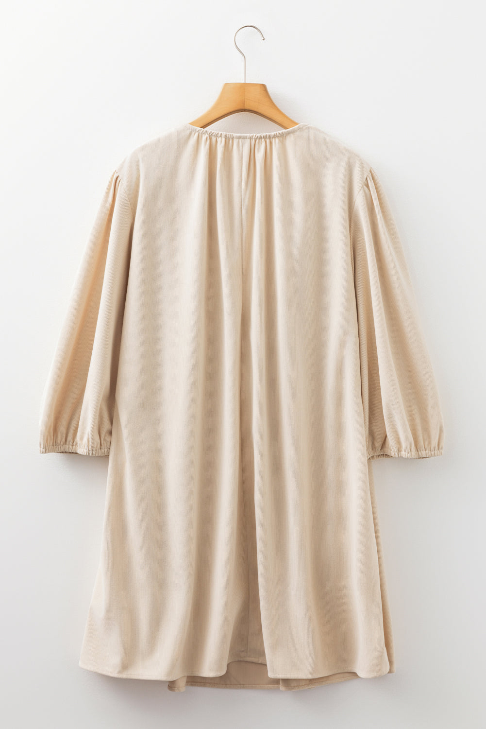 Parchment Notched Neck Scallop Detail Plus Size Mini Dress-TOPS / DRESSES-[Adult]-[Female]-2022 Online Blue Zone Planet