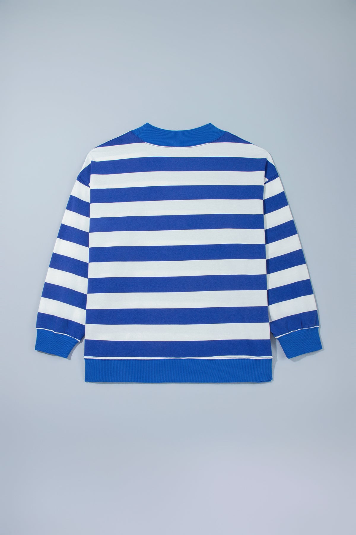 Orange Stripe Ribbed Trim Stand Neck Dropped Shoulder Plus Size Sweatshirt-Plus Size/Plus Size Sweatshirts & Hoodies-[Adult]-[Female]-2022 Online Blue Zone Planet