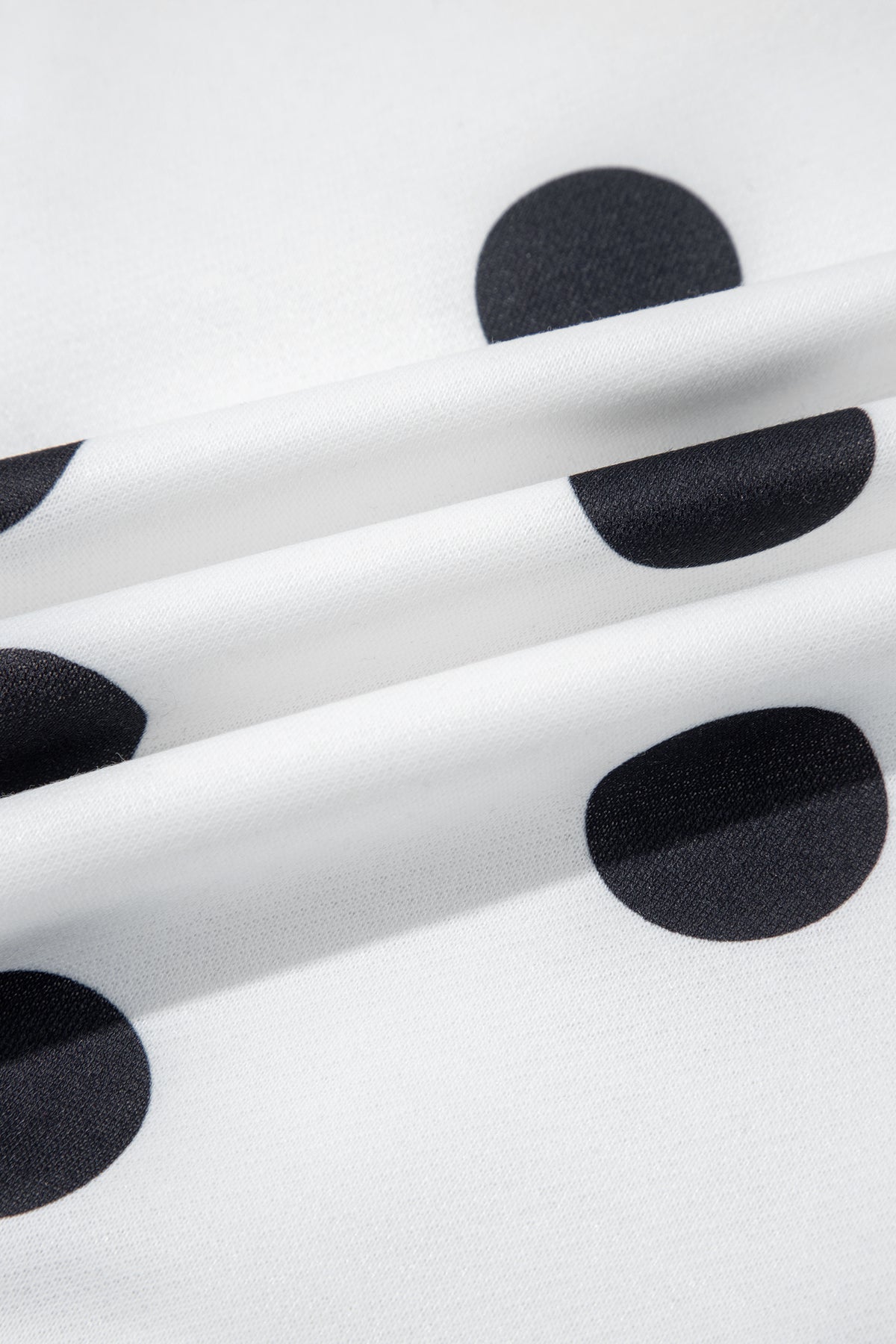 White Polka Dot Contrast Patchwork Round Neck Baggy Sweatshirt-Tops/Sweatshirts & Hoodies-[Adult]-[Female]-2022 Online Blue Zone Planet