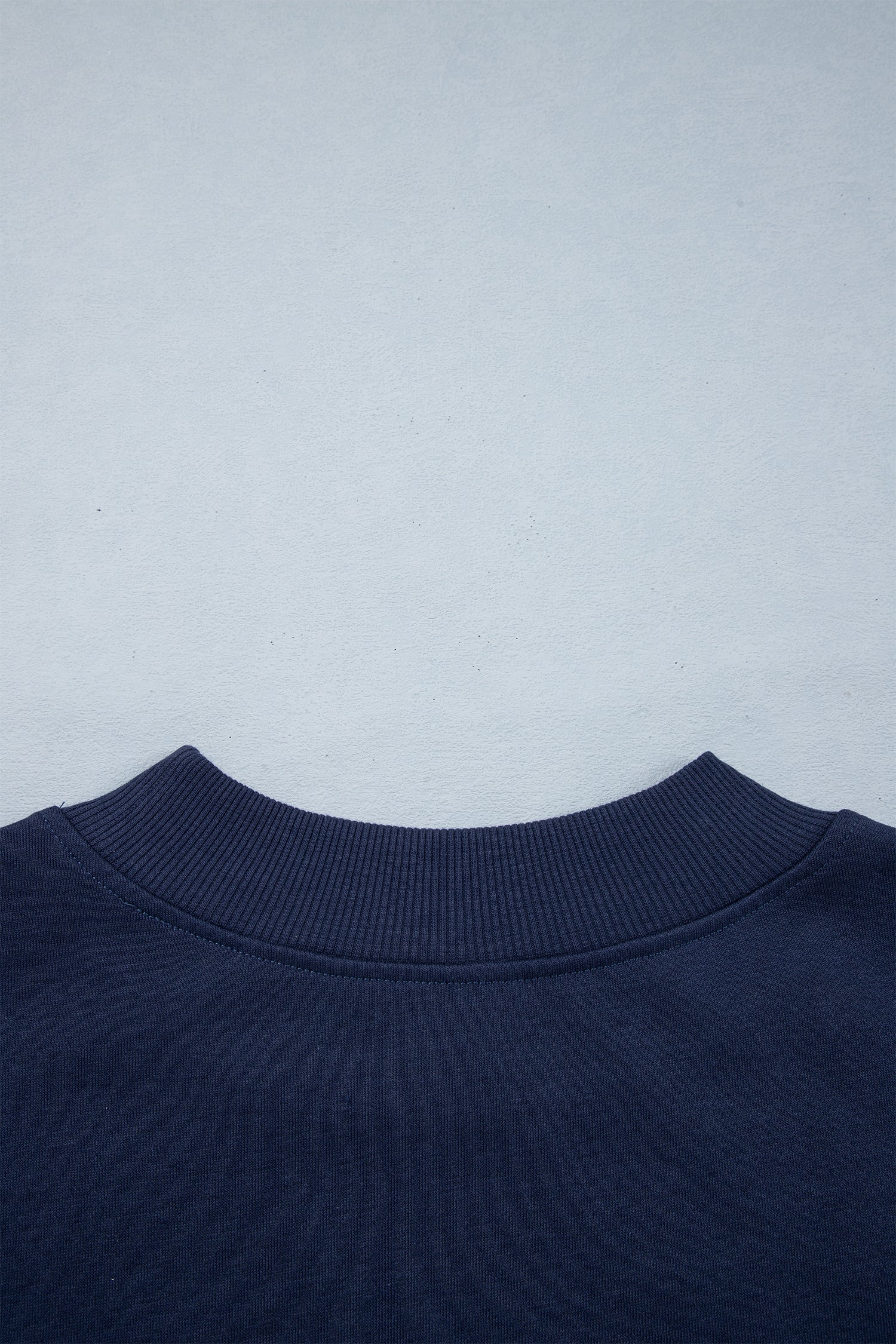 Dirty blue Embroidered Leopard Alabama High Neck Long Sleeve Tunic Sweatshirt-Tops/Sweatshirts & Hoodies-[Adult]-[Female]-2022 Online Blue Zone Planet