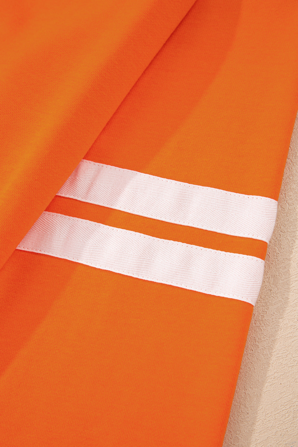 Orange Varsity Stripe Detail Drop Shoulder Pullover Mini Skirt Set-Two Piece Sets/Two Piece Dresses-[Adult]-[Female]-2022 Online Blue Zone Planet