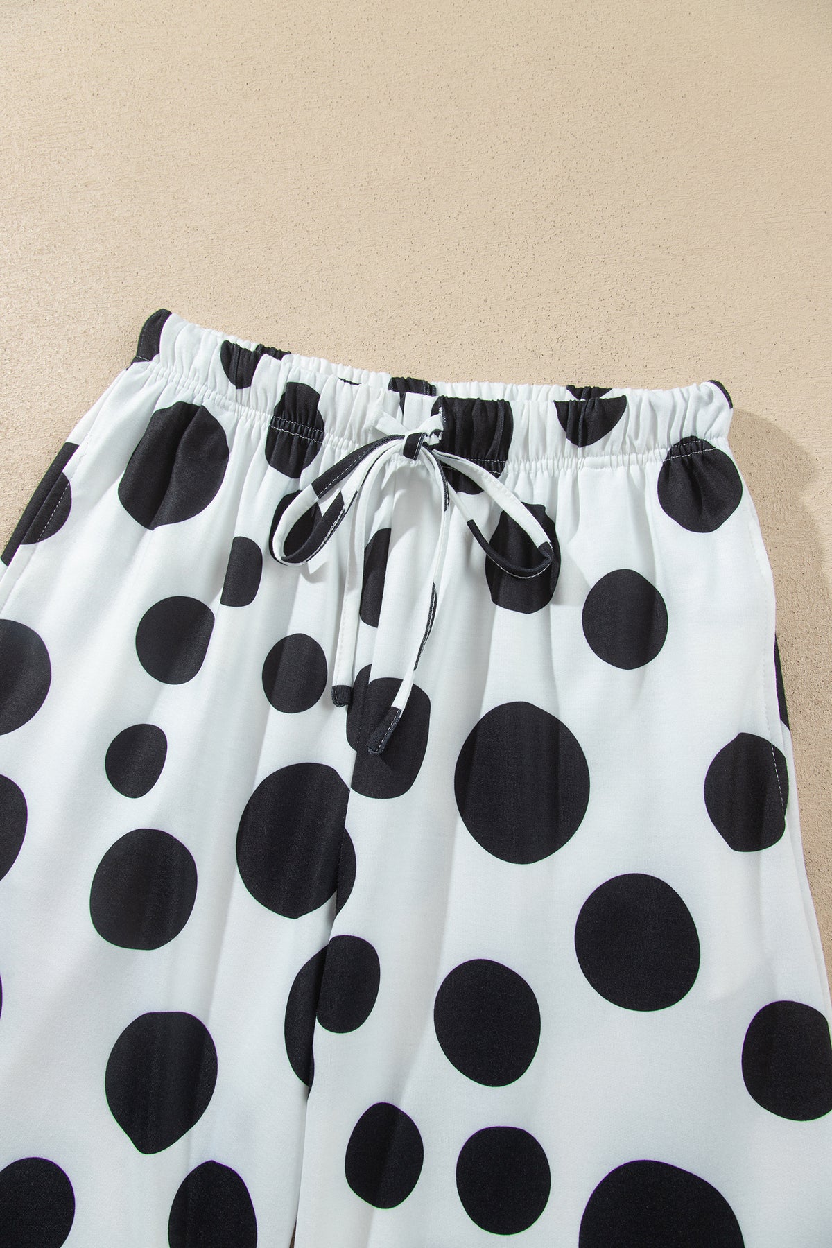 Khaki Polka Dot Long Sleeve Top Drawstring Relaxed Pants Set-Two Piece Sets/Pant Sets-[Adult]-[Female]-2022 Online Blue Zone Planet