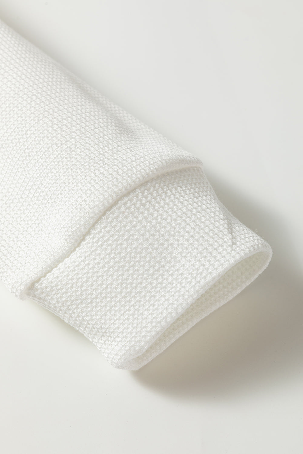 White Rounded Hem Waffle Long Sleeve Top-Tops/Long Sleeve Tops-[Adult]-[Female]-2022 Online Blue Zone Planet