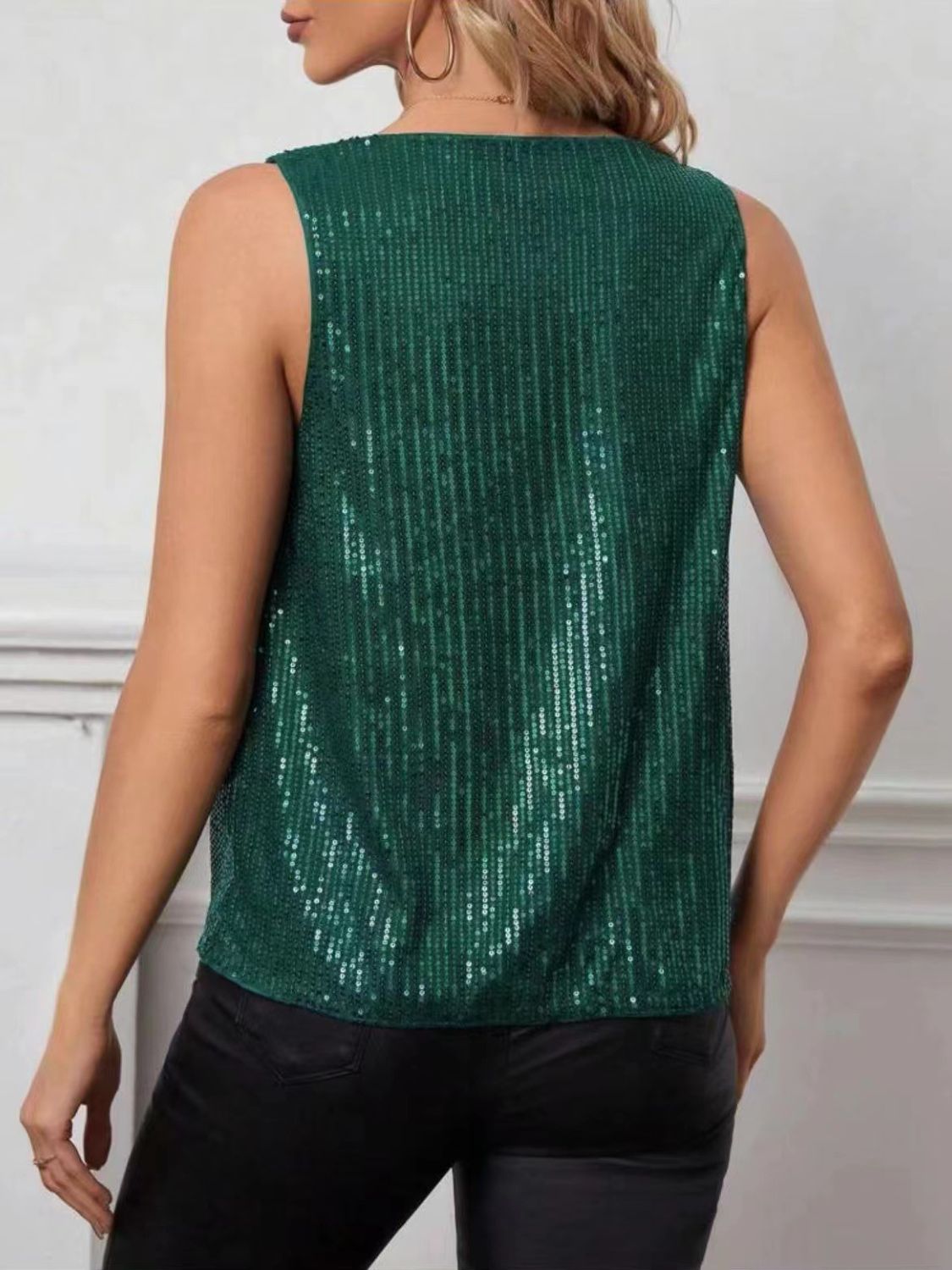 Blue Zone Planet | Sequin Cowl Neck Tank-TOPS / DRESSES-[Adult]-[Female]-2022 Online Blue Zone Planet