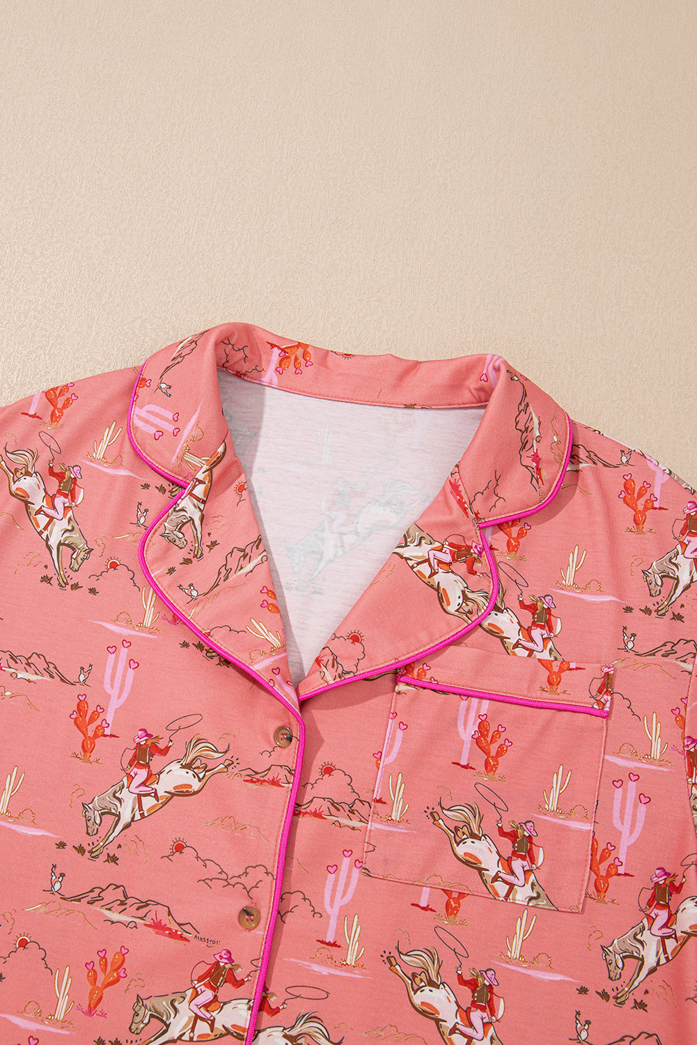 Blossom Cowgirl Country Print Pajamas Set-Loungewear & Sleepwear/Sleepwear-[Adult]-[Female]-2022 Online Blue Zone Planet