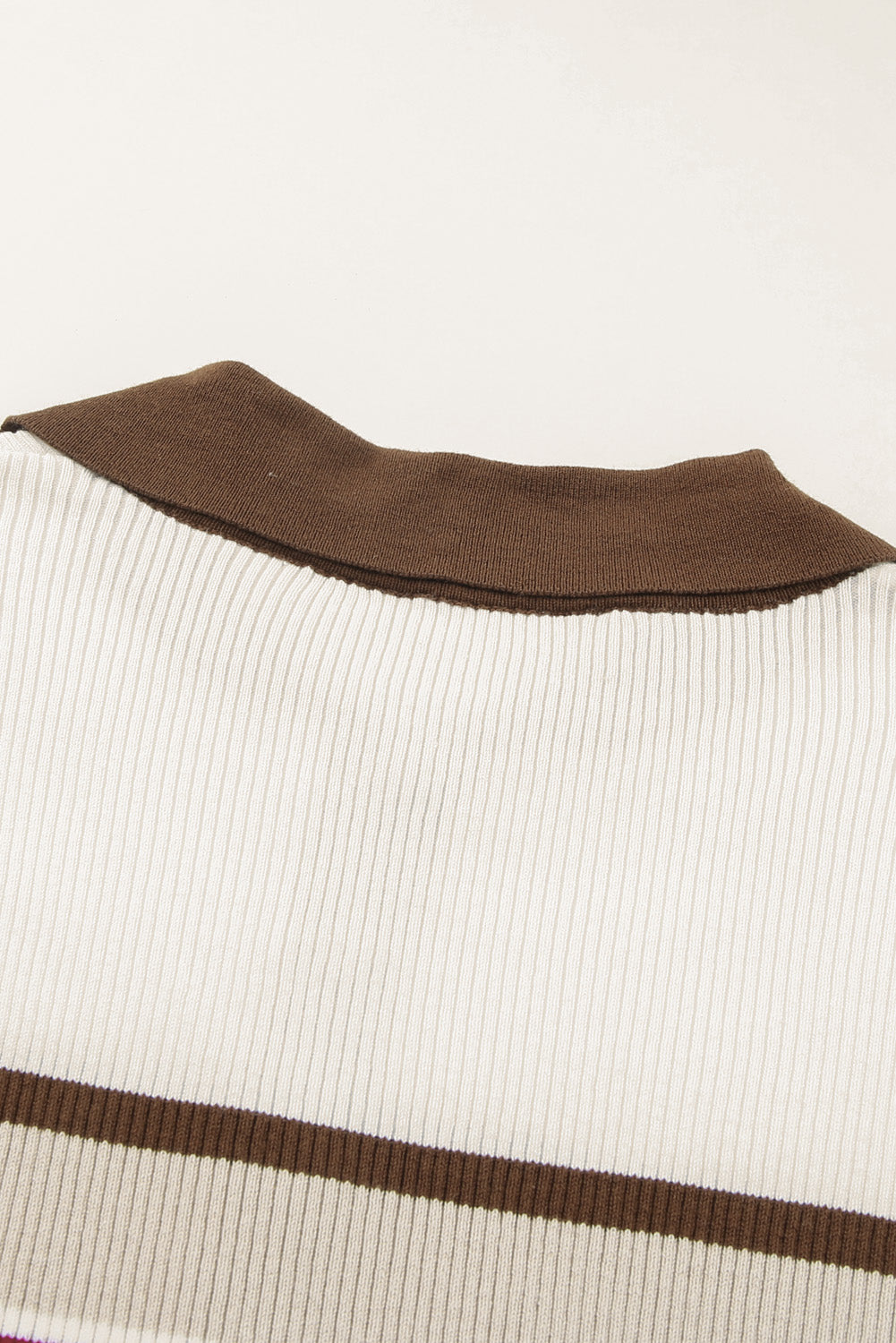 Blue Zone Planet | Half Button Contrast Stripe Long Sleeve Knit Top-TOPS / DRESSES-[Adult]-[Female]-2022 Online Blue Zone Planet