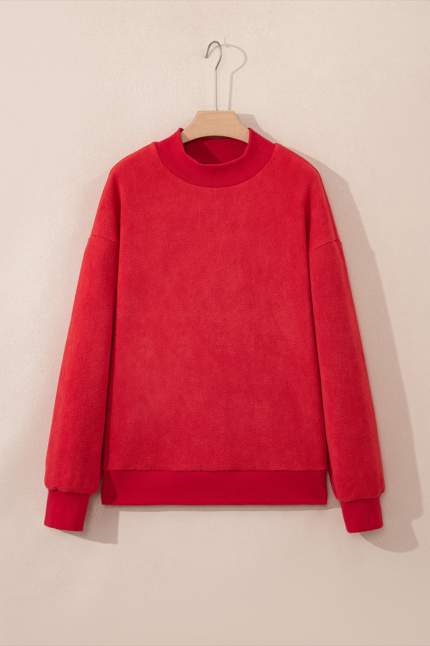 Racing Red Oversize Drop Shoulder Reversible Mock Neck Sweatshirt-Tops/Sweatshirts & Hoodies-[Adult]-[Female]-2022 Online Blue Zone Planet