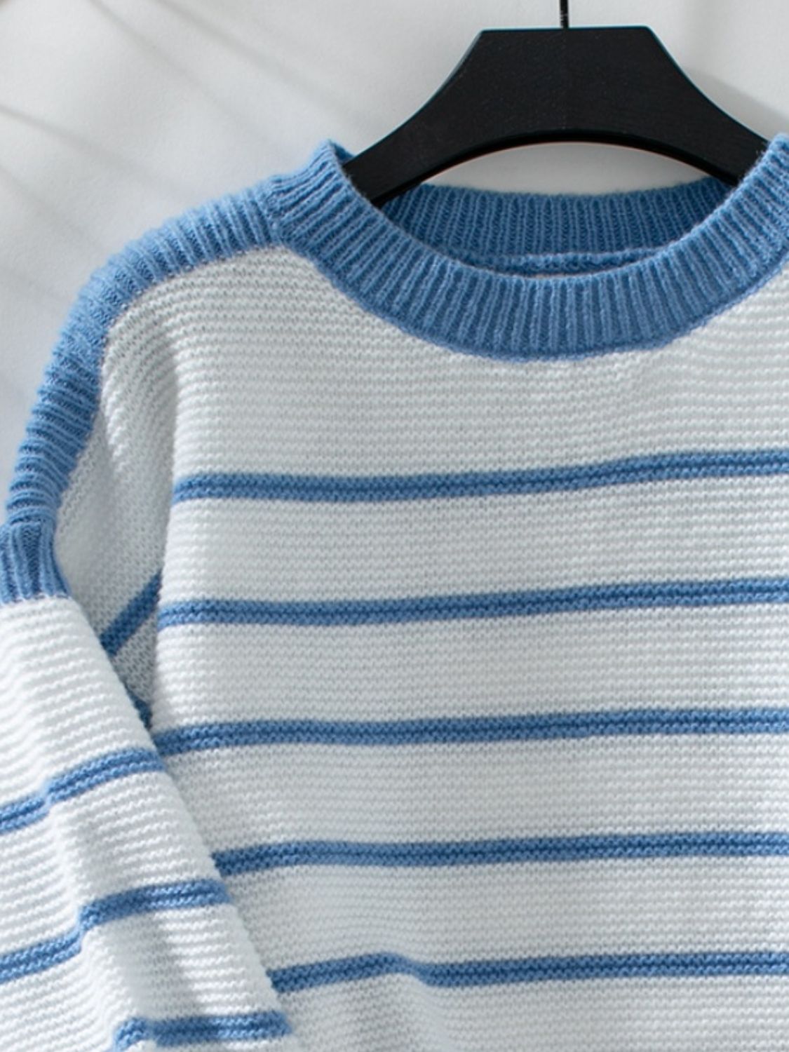 Blue Zone Planet | Striped Round Neck Long Sleeve Sweater-TOPS / DRESSES-[Adult]-[Female]-2022 Online Blue Zone Planet