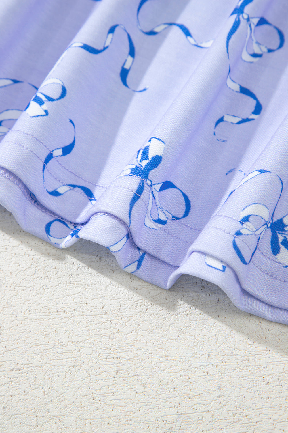 Sky Blue Bow Printed Ruffled Short Lounge Set-Loungewear & Sleepwear/Loungewear-[Adult]-[Female]-2022 Online Blue Zone Planet