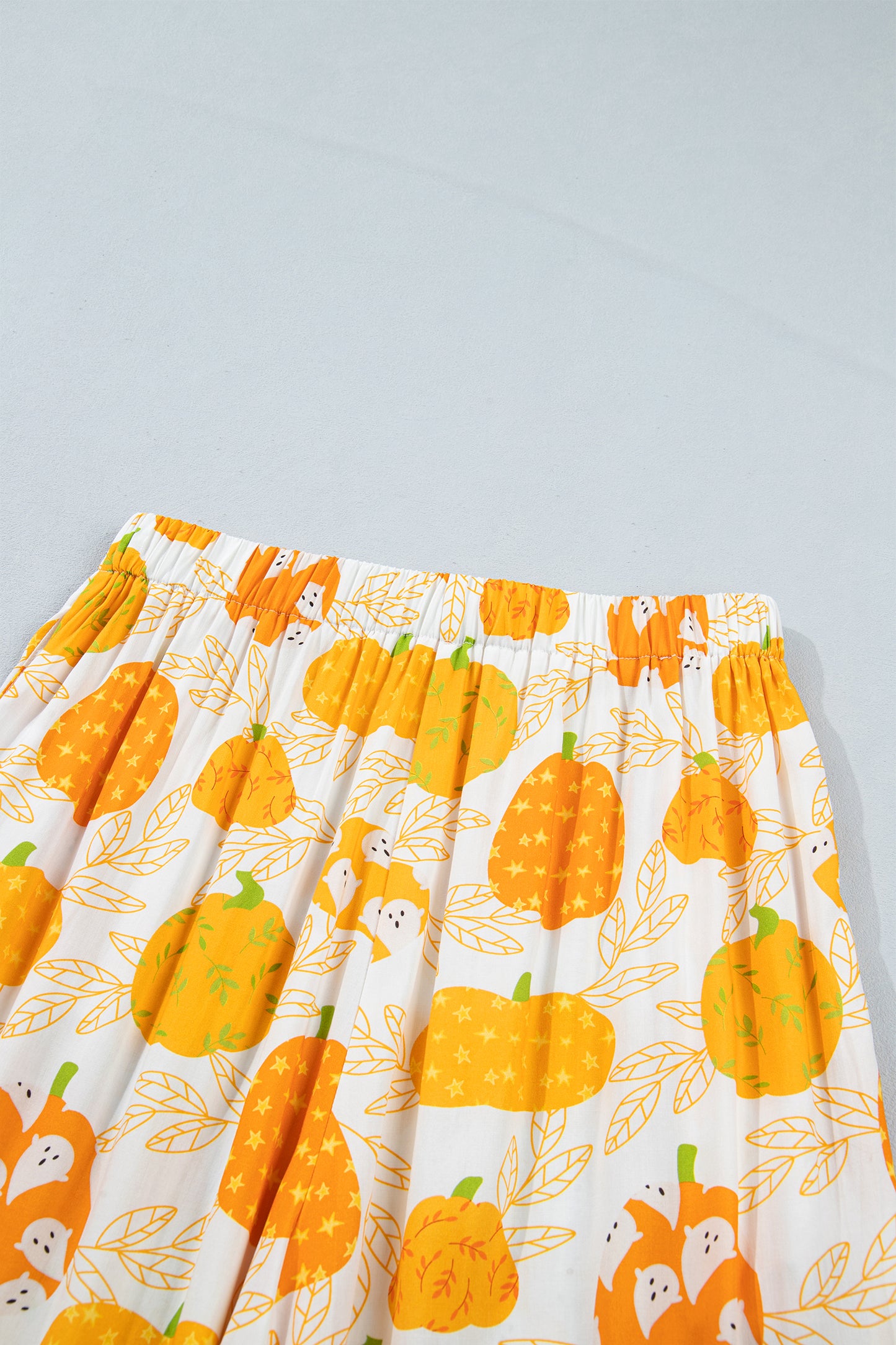 Orange Short Sleeve Pumpkin Print Polka Dot Trim Pocket Pocket Placket Home Wear Lounge Set-Loungewear & Sleepwear/Loungewear-[Adult]-[Female]-2022 Online Blue Zone Planet
