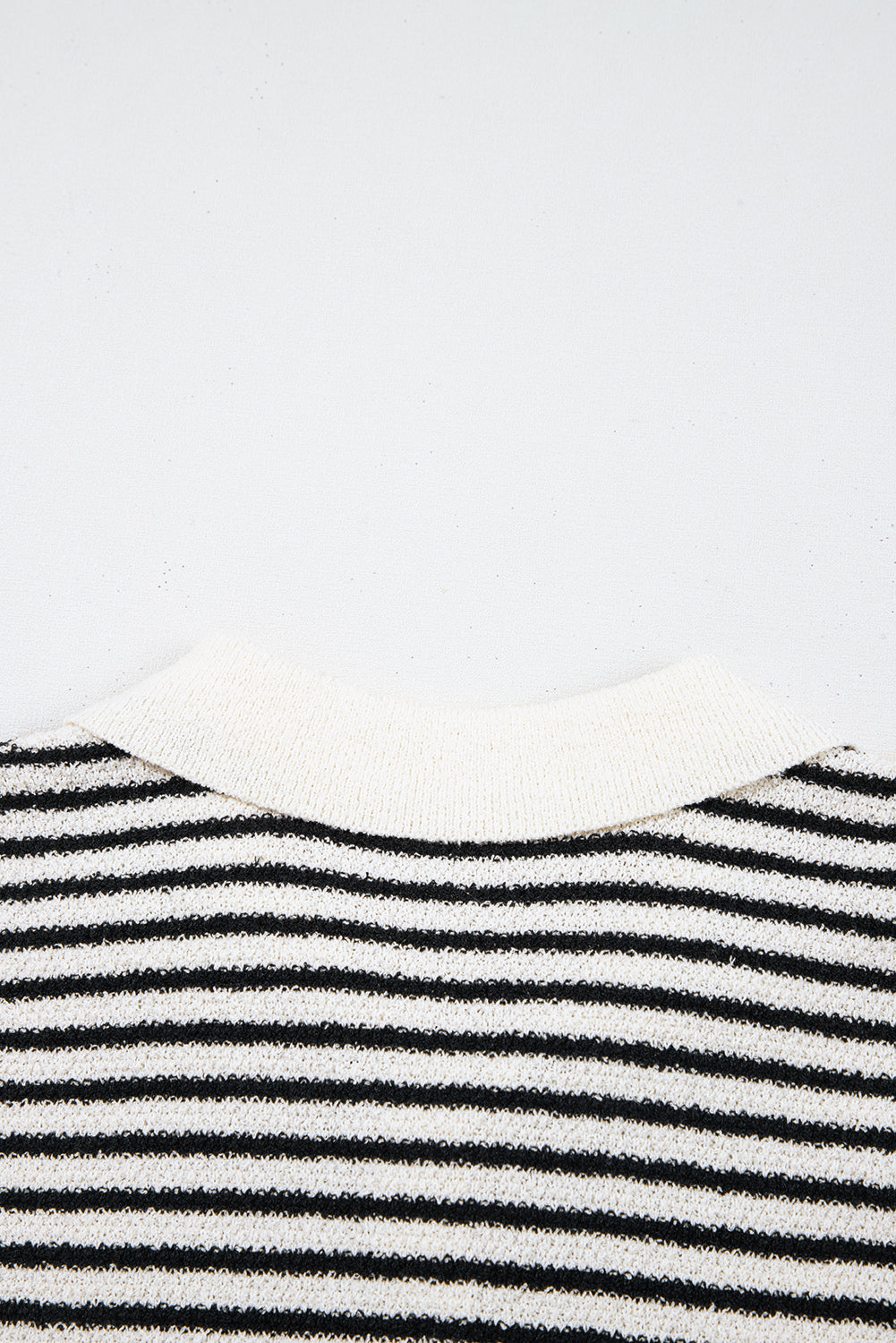 Black Mixed Striped Print Half Placket Collared Cap Sleeve Bodycon Sweater Dress-TOPS / DRESSES-[Adult]-[Female]-2022 Online Blue Zone Planet