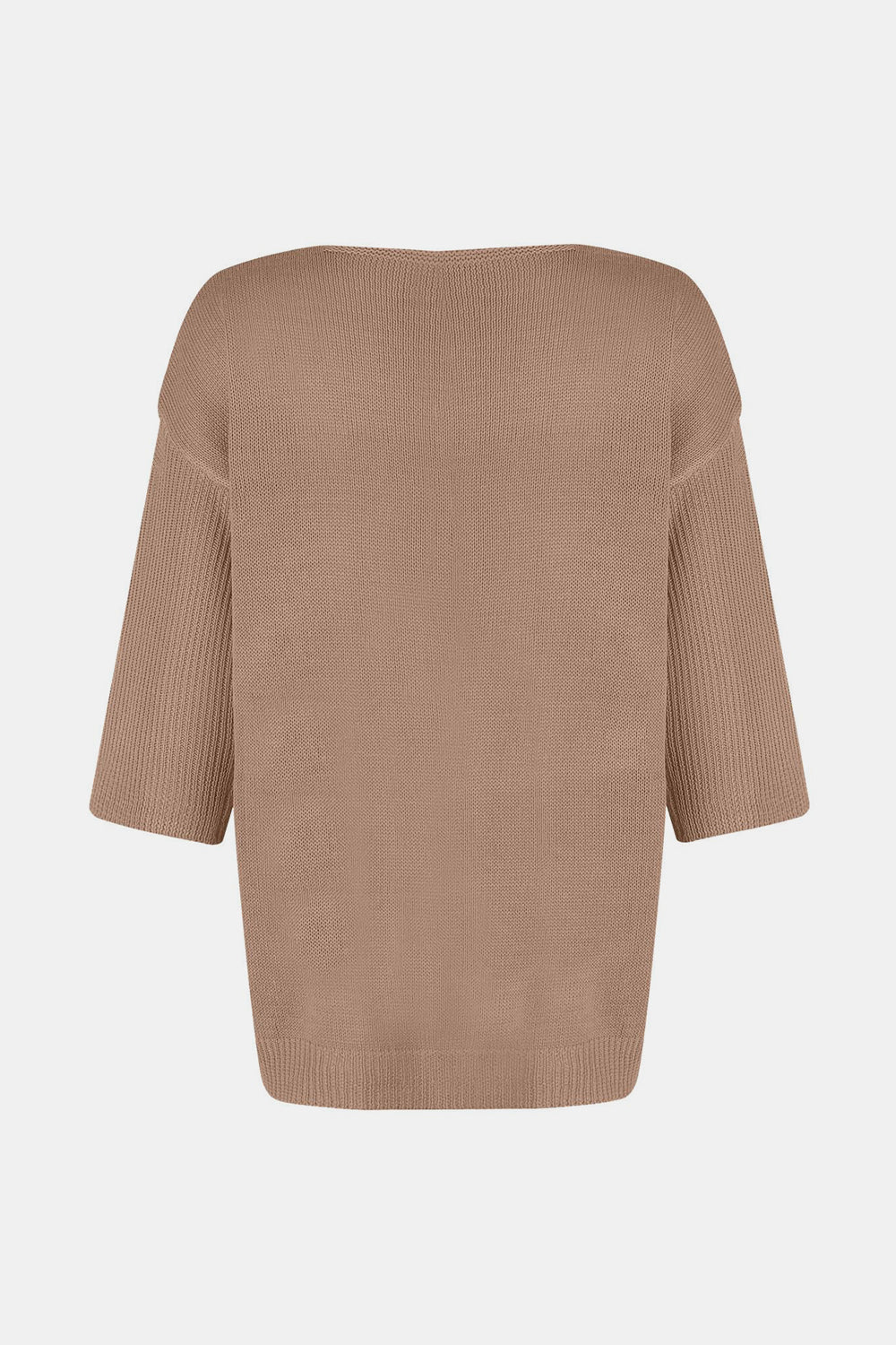 V-Neck Three-Quarter Sleeve Knit Top-TOPS / DRESSES-[Adult]-[Female]-2022 Online Blue Zone Planet