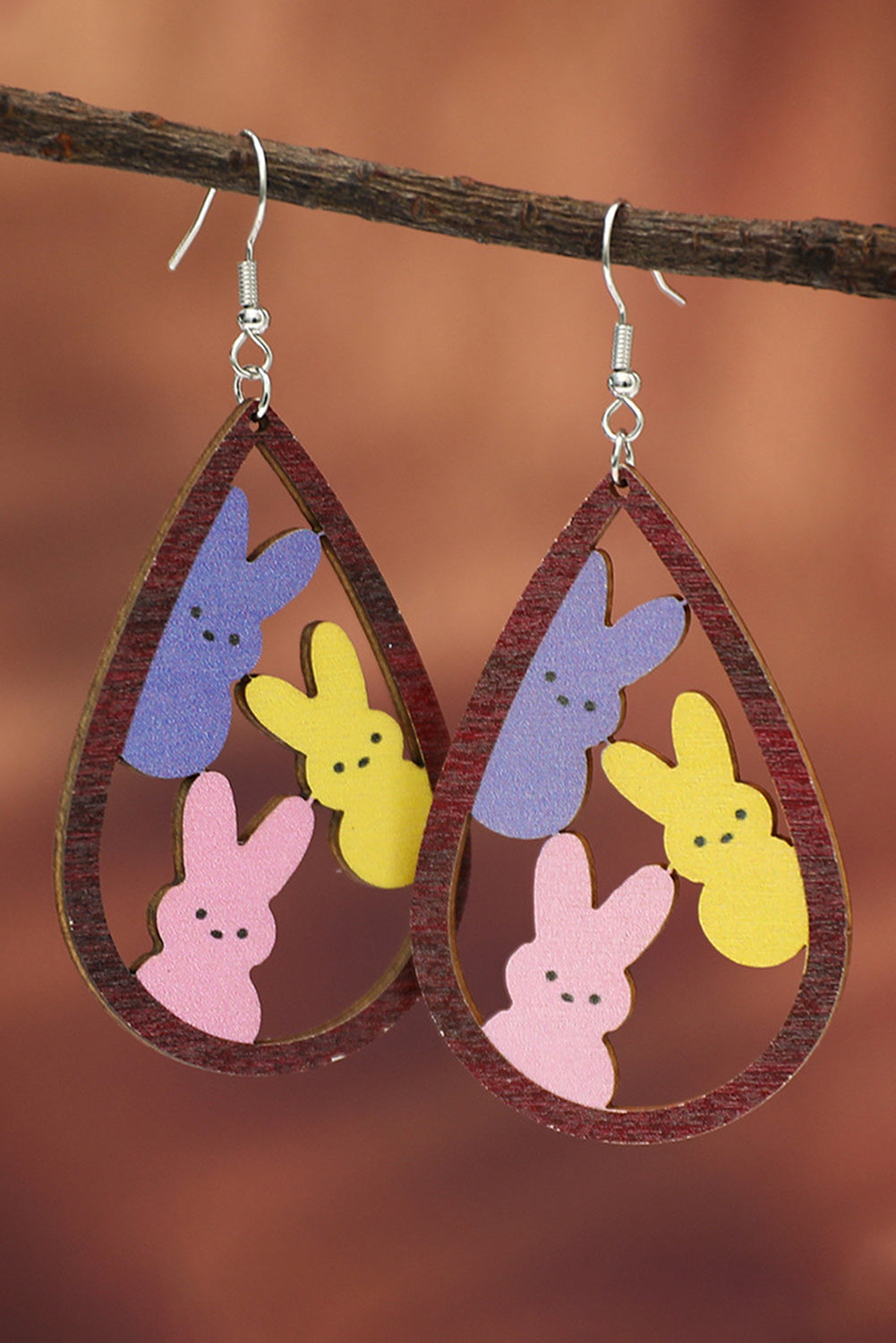 Brown Waterdrop Shape Easter Bunny Hook Earrings-Accessories/Jewelry-[Adult]-[Female]-2022 Online Blue Zone Planet