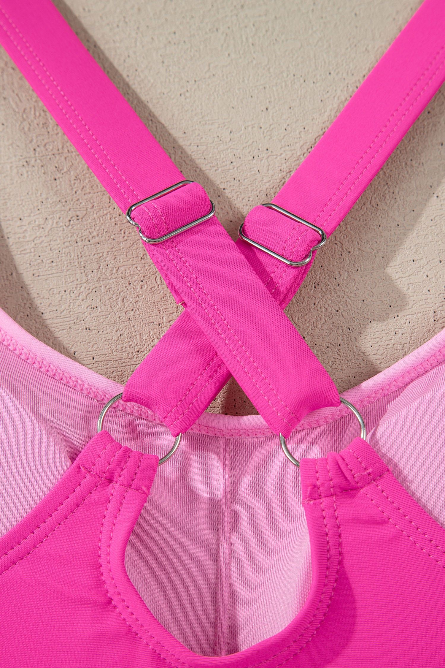 Rose Red Contrast Trim Neckline Active Shorts Attached One Piece Swim Dress-TOPS / DRESSES-[Adult]-[Female]-2022 Online Blue Zone Planet