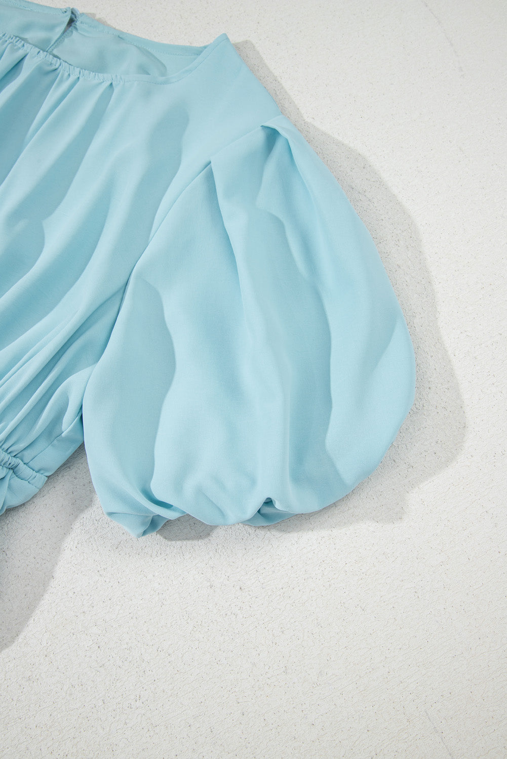 Light Blue Puff Sleeve Pleated High Waist Flowy Long Dress-Dresses/Maxi Dresses-[Adult]-[Female]-2022 Online Blue Zone Planet