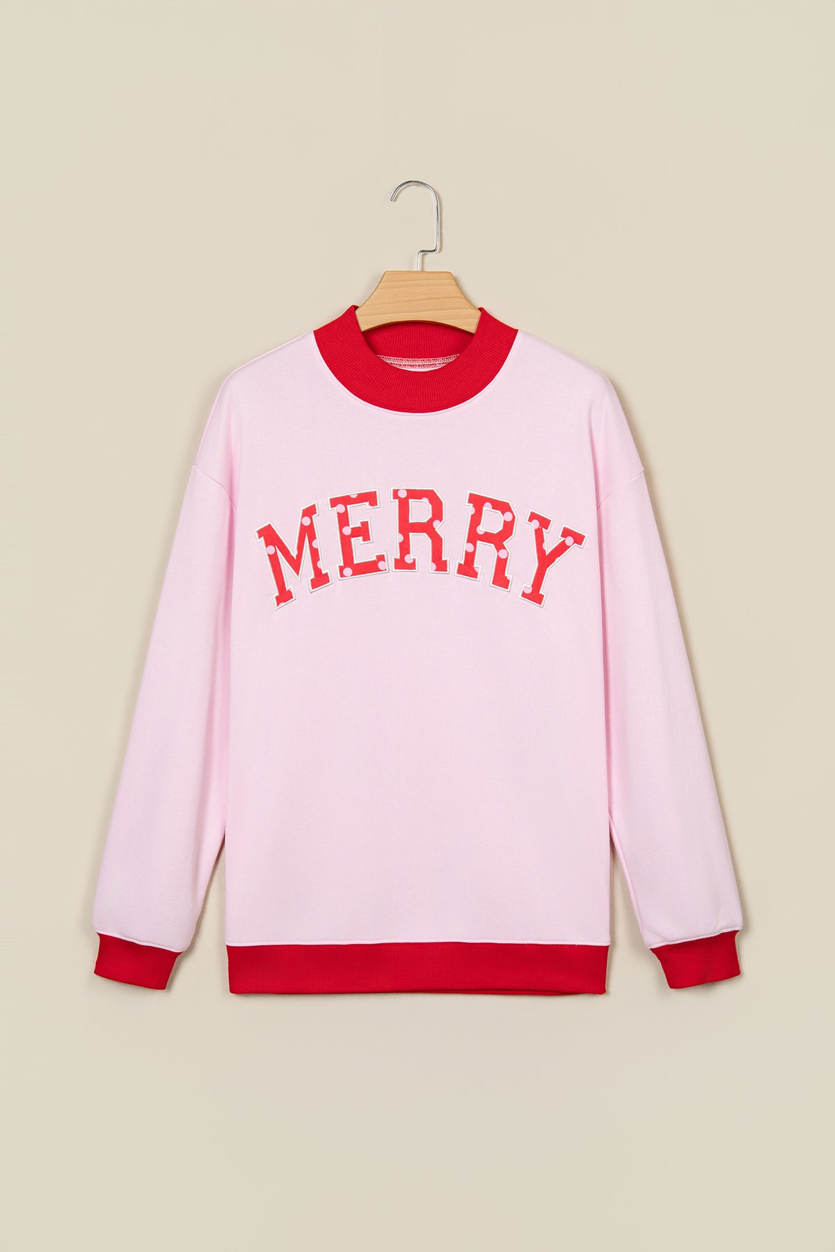 Pink Polka Dot Letter Graphic Colorblock Tunic Sweatshirt-Tops/Sweatshirts & Hoodies-[Adult]-[Female]-2022 Online Blue Zone Planet
