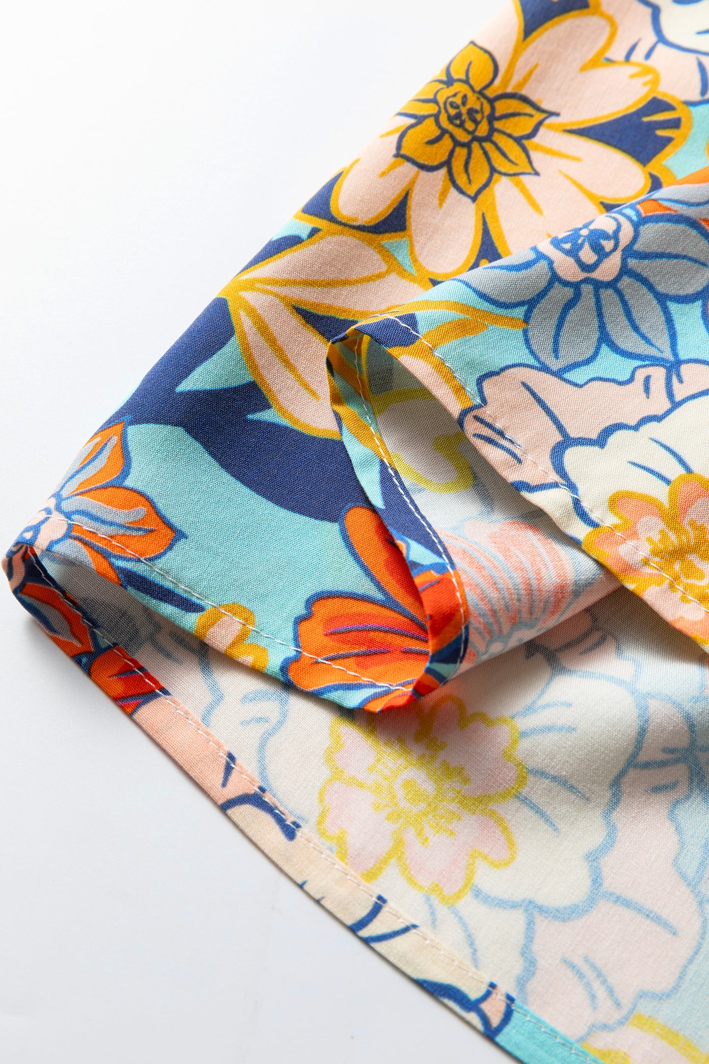 Blue Plus Size Floral Ruffled Long Sleeve Flowy Mini Dress-TOPS / DRESSES-[Adult]-[Female]-2022 Online Blue Zone Planet