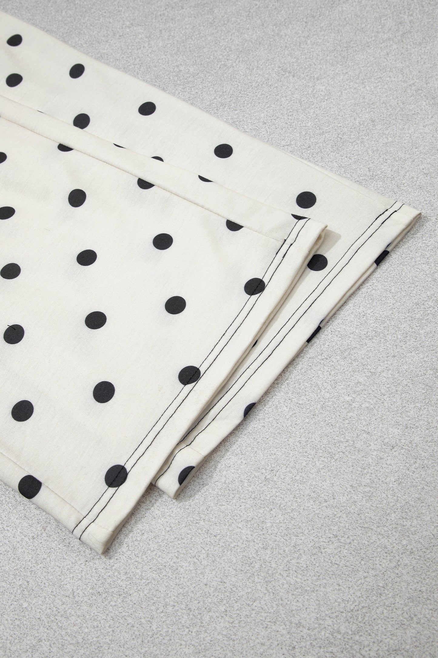 Beige Polka Dot Half Sleeve Loose Top Elastic Waist Casual Pants Set-Two Piece Sets/Pant Sets-[Adult]-[Female]-2022 Online Blue Zone Planet