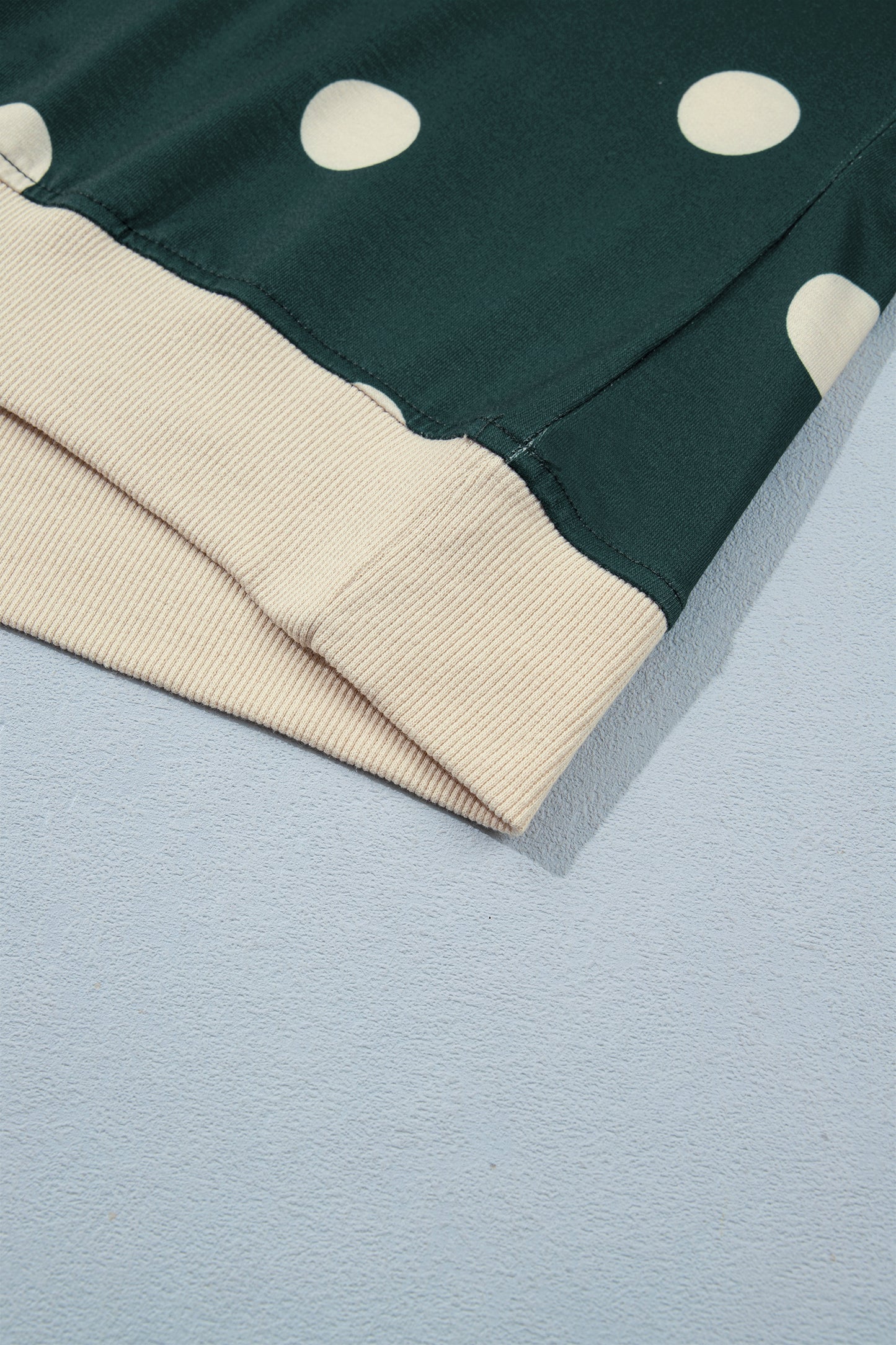 Green Polka Dot Print Color Block Trim Baggy Pullover Drawstring Skirt 2pcs Set-Two Piece Sets/Two Piece Dresses-[Adult]-[Female]-2022 Online Blue Zone Planet