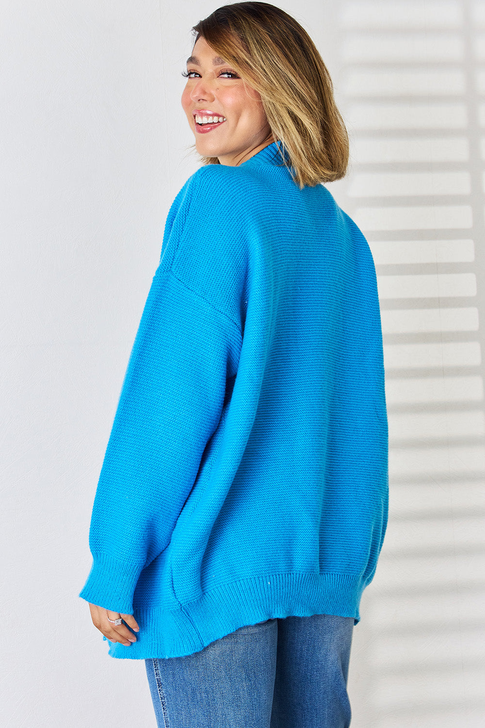 Open Front Dropped Shoulder Cardigan-TOPS / DRESSES-[Adult]-[Female]-2022 Online Blue Zone Planet