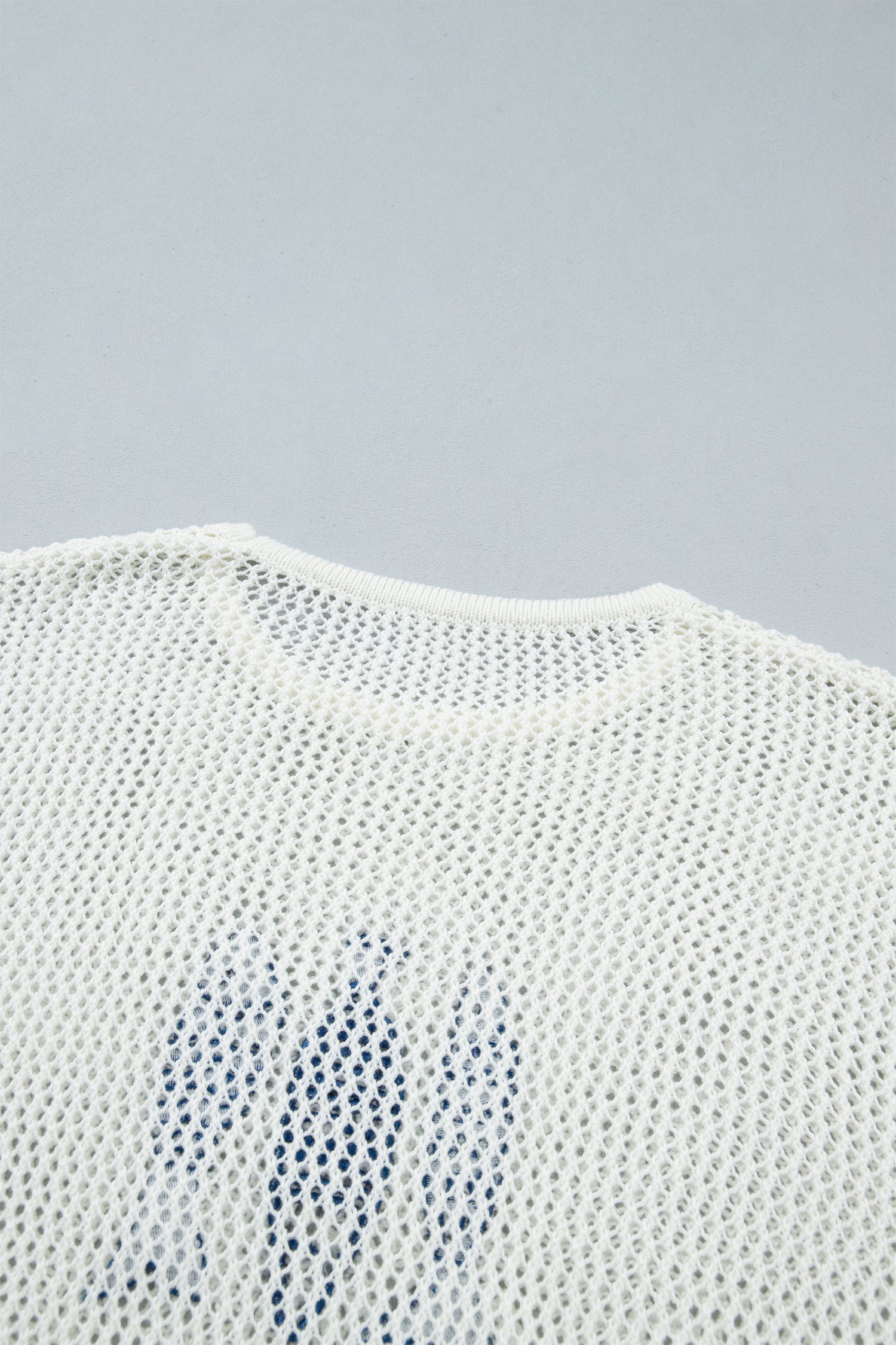 White Open Knit Fish Embroidered Casual Sweater-TOPS / DRESSES-[Adult]-[Female]-2022 Online Blue Zone Planet