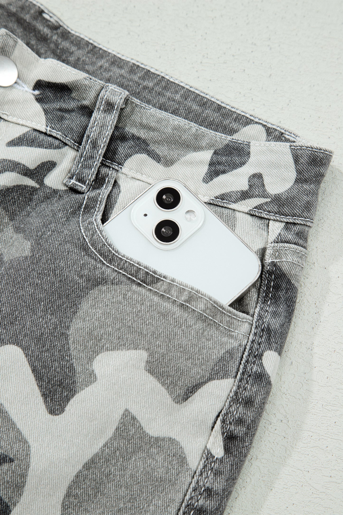 Green Camo Pattern Cotton Denim Shift Jeans-Bottoms/Jeans-[Adult]-[Female]-2022 Online Blue Zone Planet
