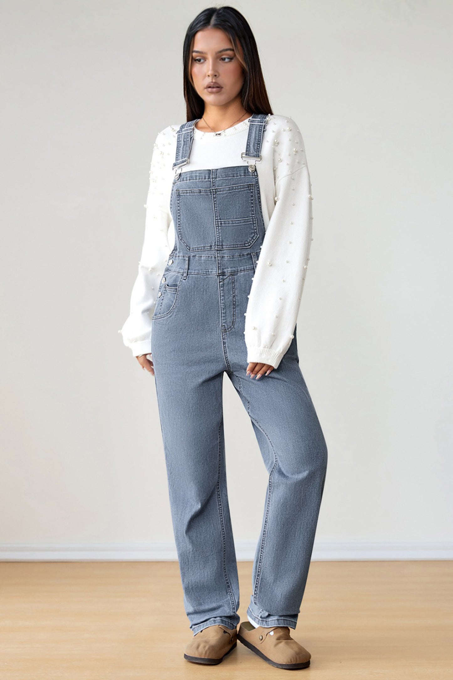Dark Blue Retro Bib Pocket Buckle Straps Casual Denim Jumpsuit-Bottoms/Jumpsuits & Rompers-[Adult]-[Female]-2022 Online Blue Zone Planet