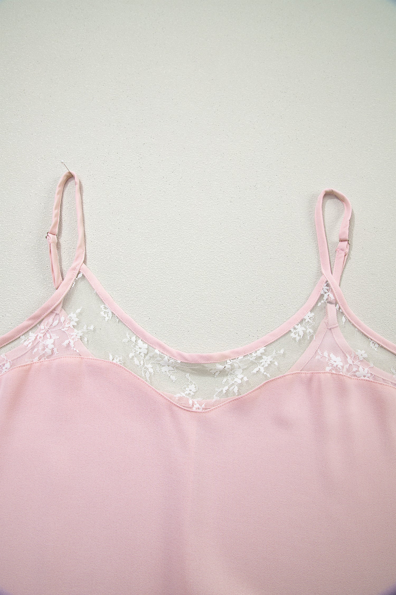 Light Pink Sheer Lace Patchwork Camisole Nightgown Dress-TOPS / DRESSES-[Adult]-[Female]-2022 Online Blue Zone Planet