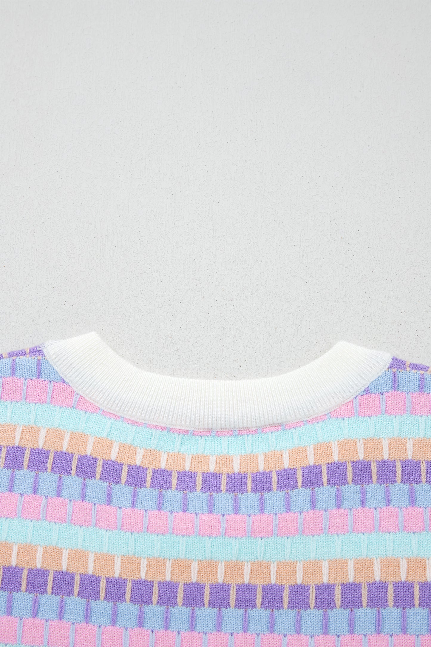 Orange Abstract Striped Knit Short Sleeve Sweater-Sweaters & Cardigans/Short Sleeve Sweaters-[Adult]-[Female]-2022 Online Blue Zone Planet