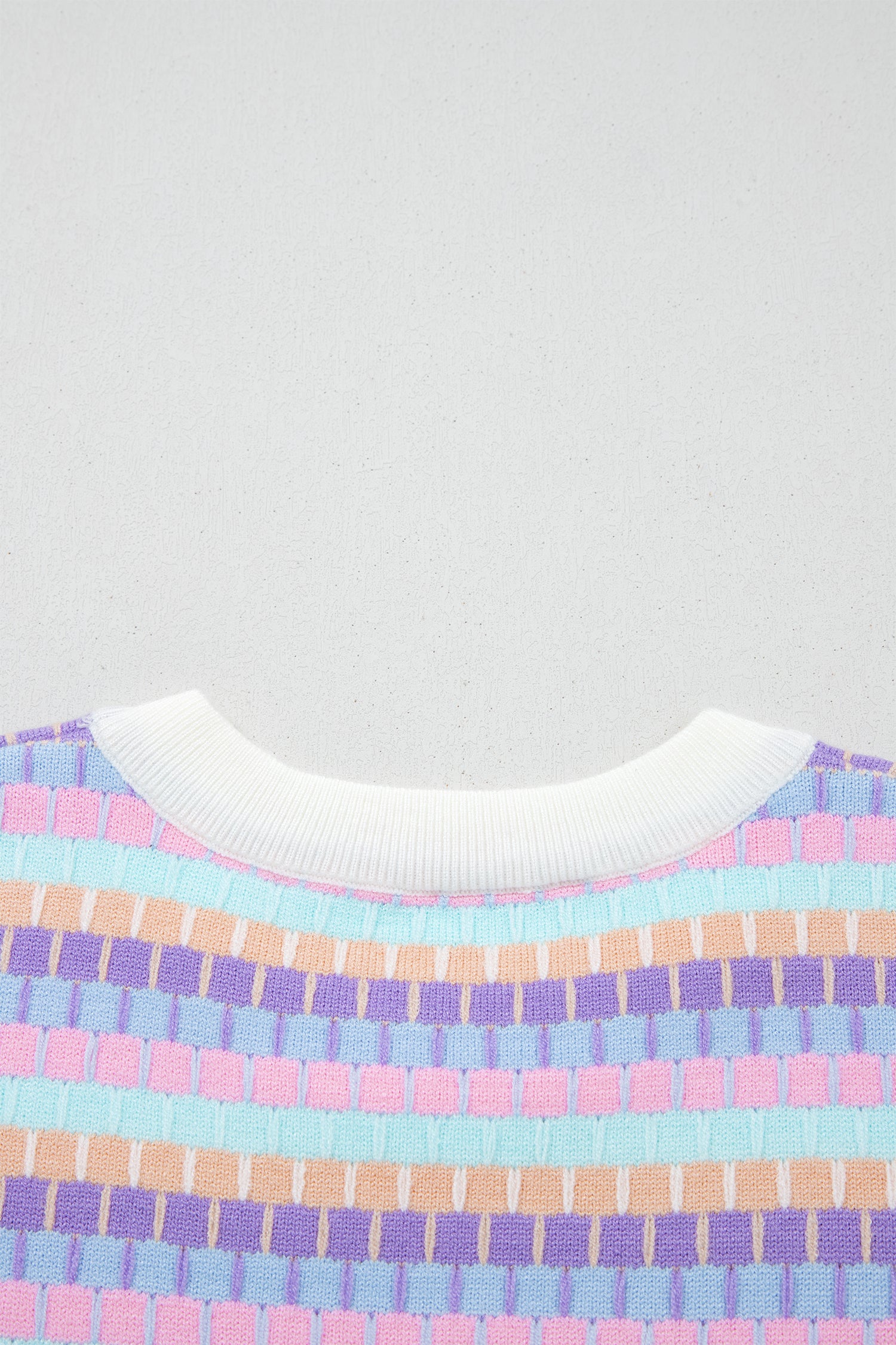 Orange Abstract Striped Knit Short Sleeve Sweater-Sweaters & Cardigans/Short Sleeve Sweaters-[Adult]-[Female]-2022 Online Blue Zone Planet