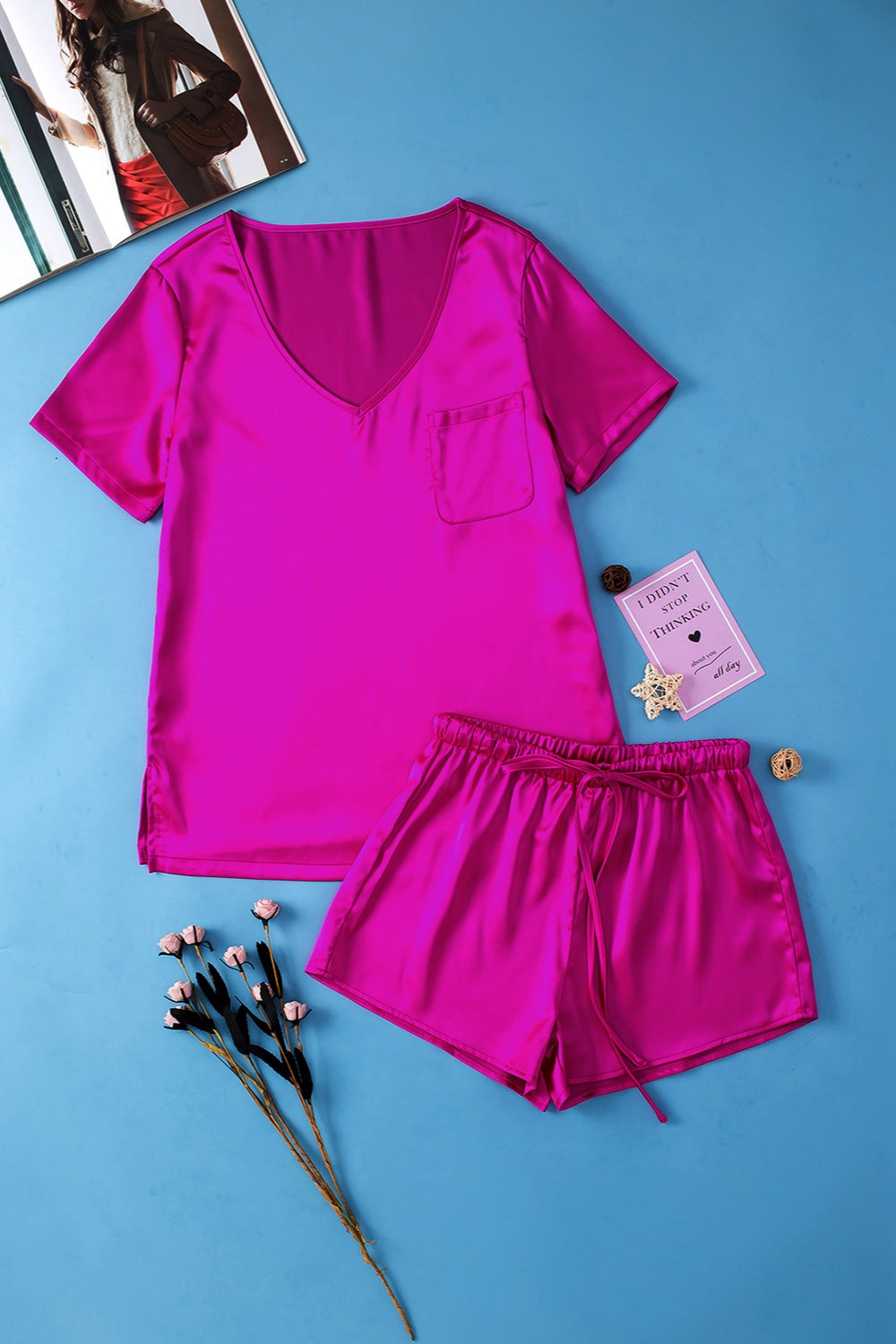 V-Neck Short Sleeve Top and Shorts Set-TOPS / DRESSES-[Adult]-[Female]-2022 Online Blue Zone Planet