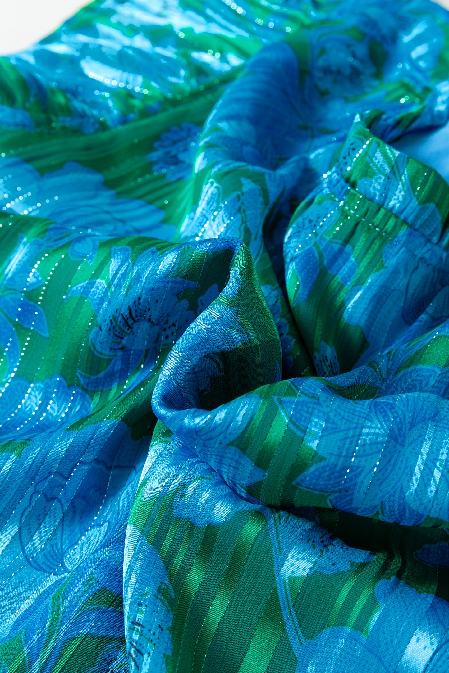 Green Floral Print Ruffled Sleeve Summer Blouse-Tops/Blouses & Shirts-[Adult]-[Female]-2022 Online Blue Zone Planet