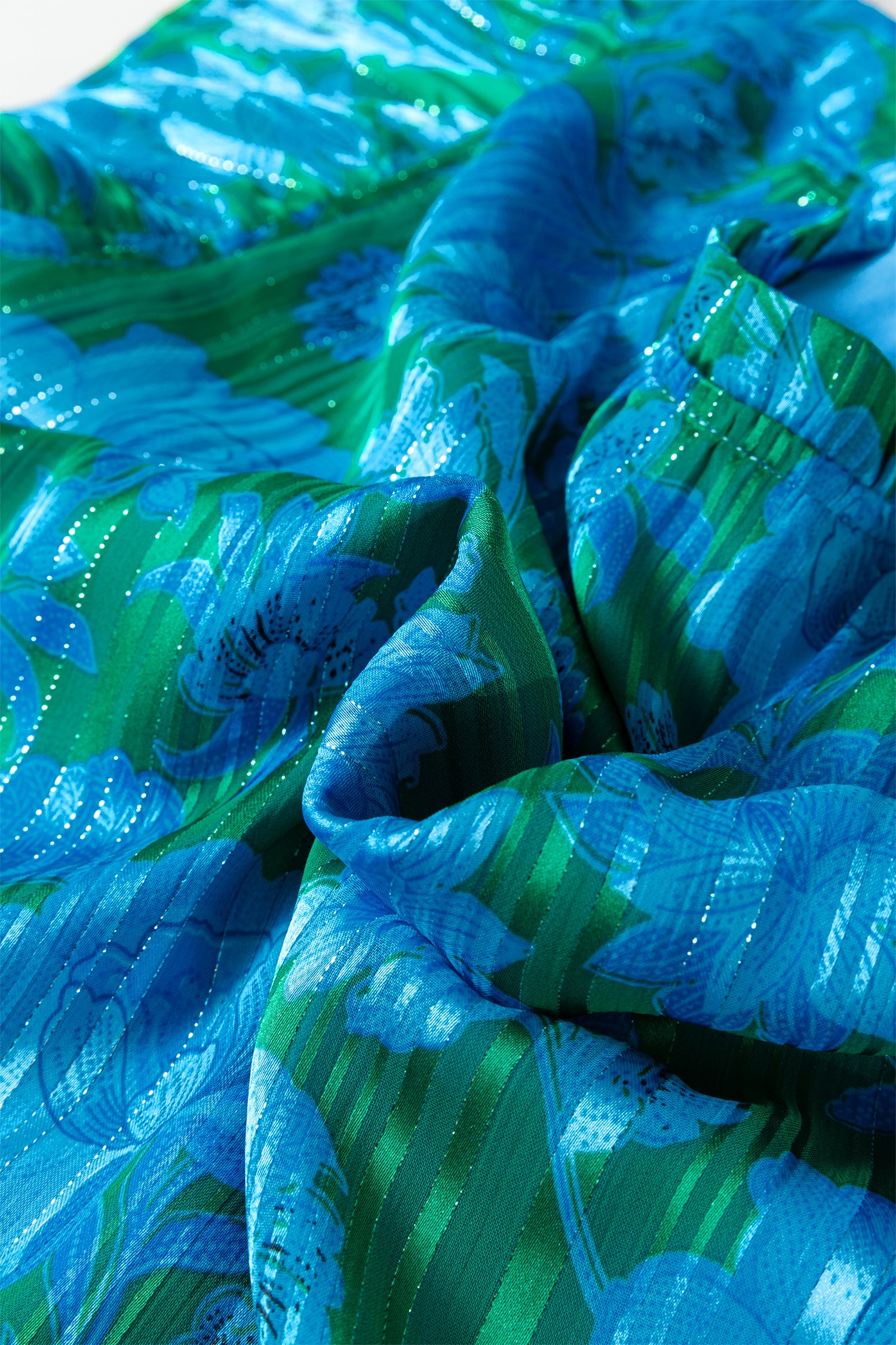 Green Floral Print Ruffled Sleeve Summer Blouse-Tops/Blouses & Shirts-[Adult]-[Female]-2022 Online Blue Zone Planet