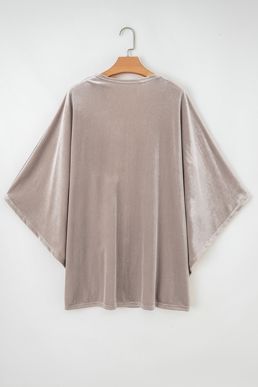 Smoke Gray 3/4 Sleeve Open Front Velvet Kimono-Outerwear/Kimonos-[Adult]-[Female]-2022 Online Blue Zone Planet