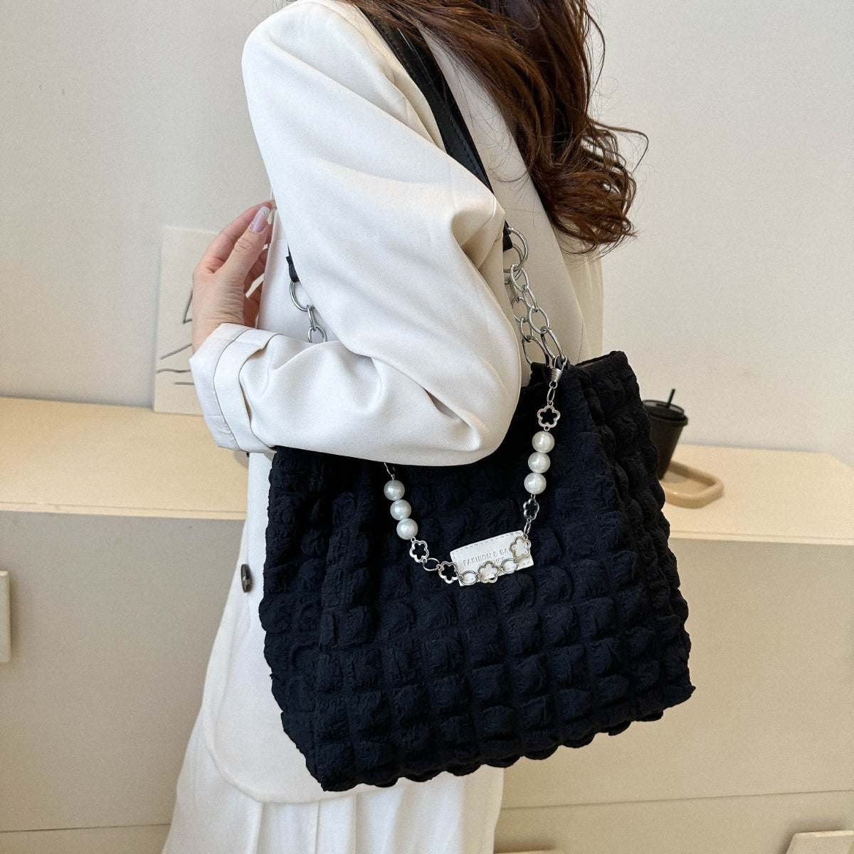 Cloud Puffy Polyester Tote Bag-[Adult]-[Female]-2022 Online Blue Zone Planet