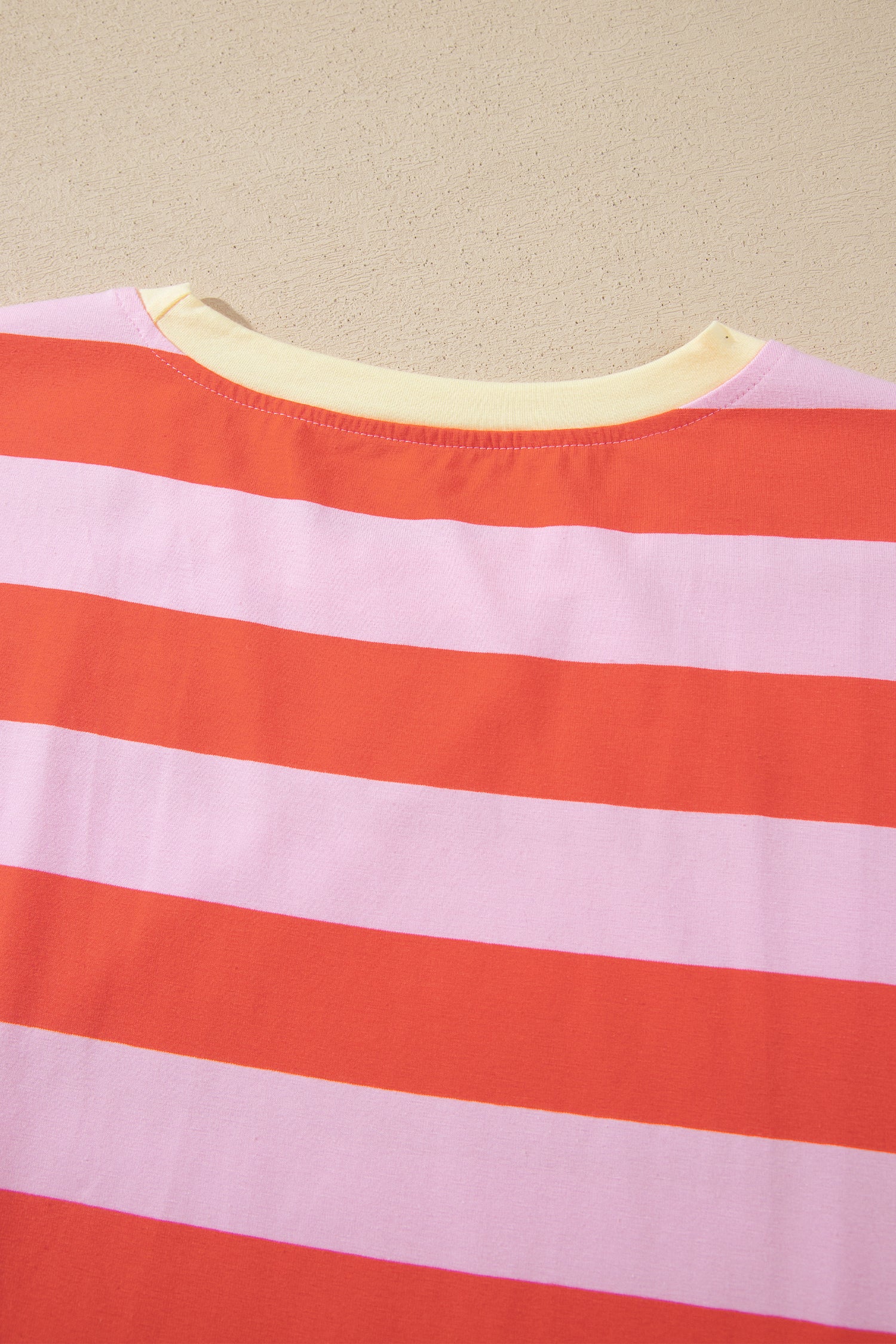 Rose Stripe Cuffed Short Sleeve Pocketed Casual T Shirt Long Dress-TOPS / DRESSES-[Adult]-[Female]-2022 Online Blue Zone Planet