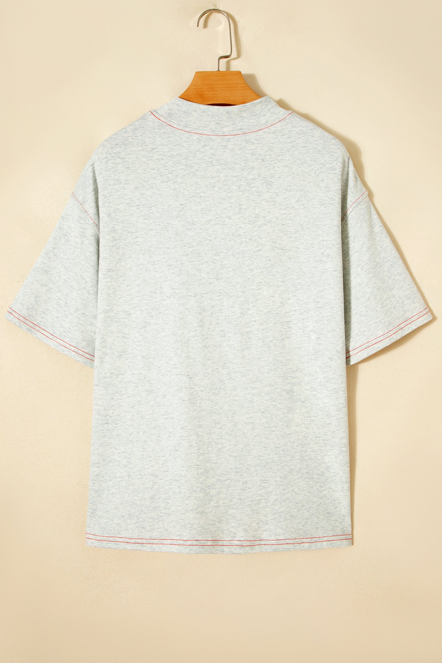 Light Grey Reversible Contrast-Stitched T-Shirt-Tops/Tops & Tees-[Adult]-[Female]-2022 Online Blue Zone Planet