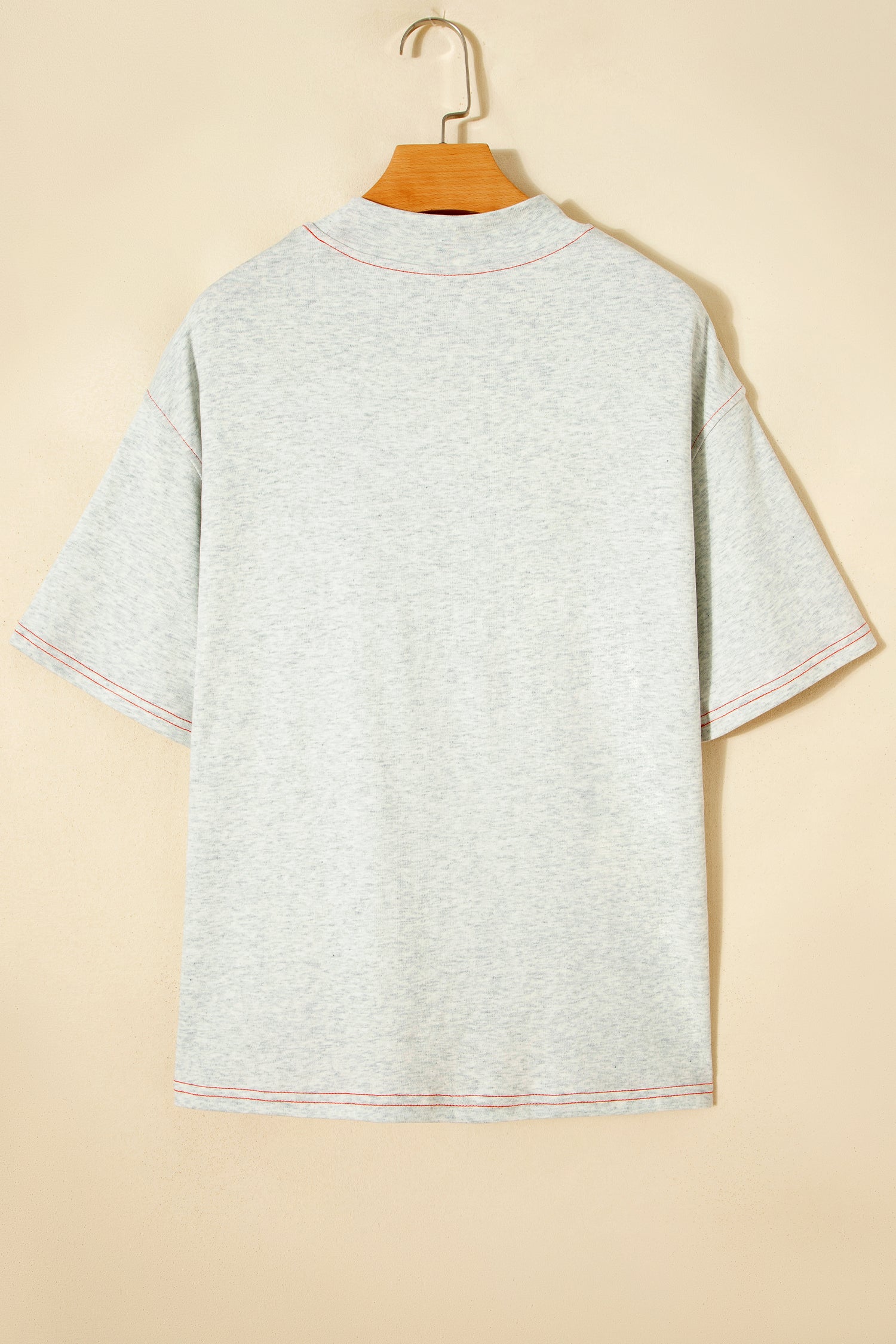 Light Grey Reversible Contrast-Stitched T-Shirt-Tops/Tops & Tees-[Adult]-[Female]-2022 Online Blue Zone Planet