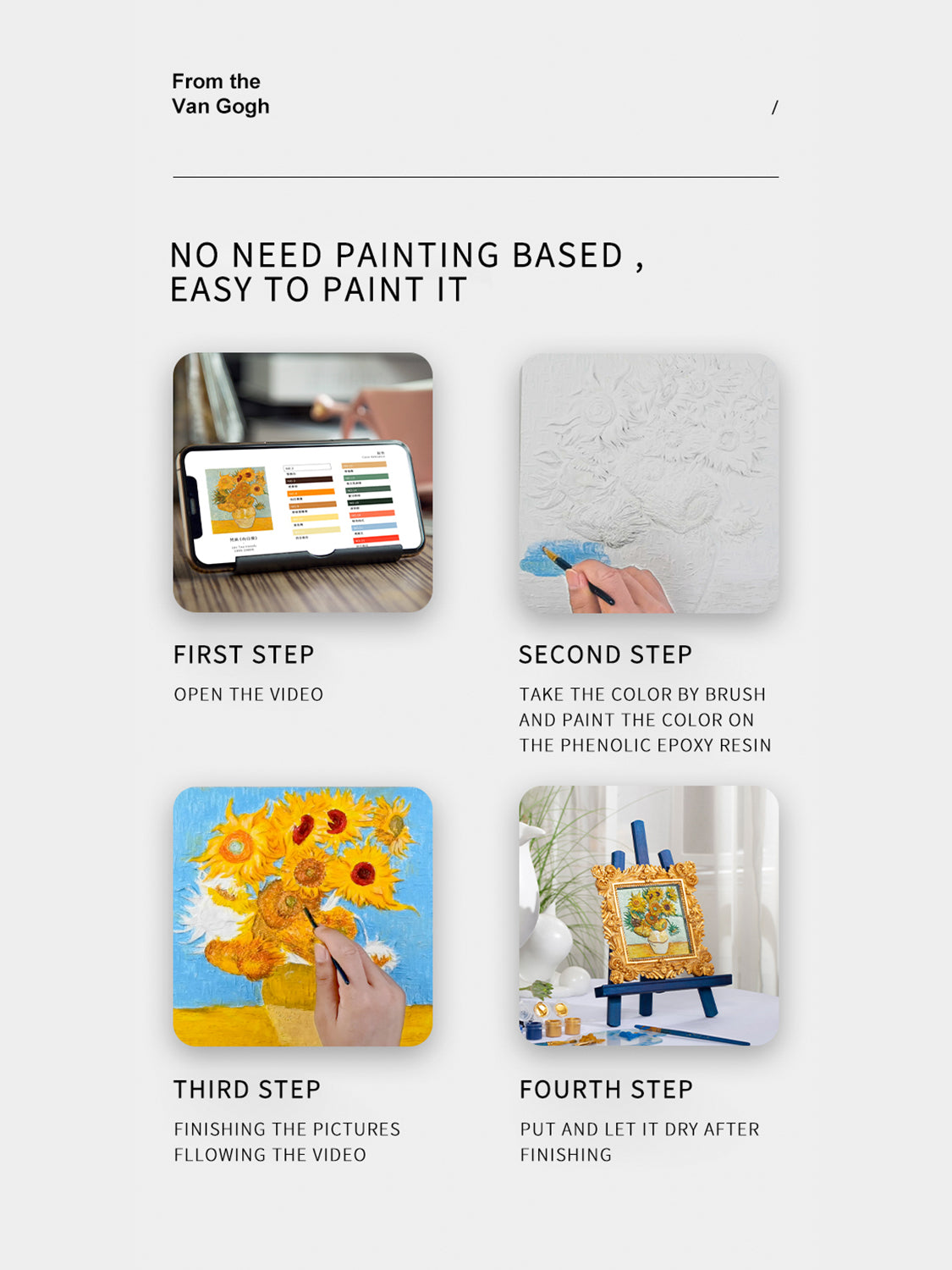 Relief Van Gogh's Sunflowers DIY 3D Oil Painting Kit-DECOR-[Adult]-[Female]-Sunflower-One Size-2022 Online Blue Zone Planet