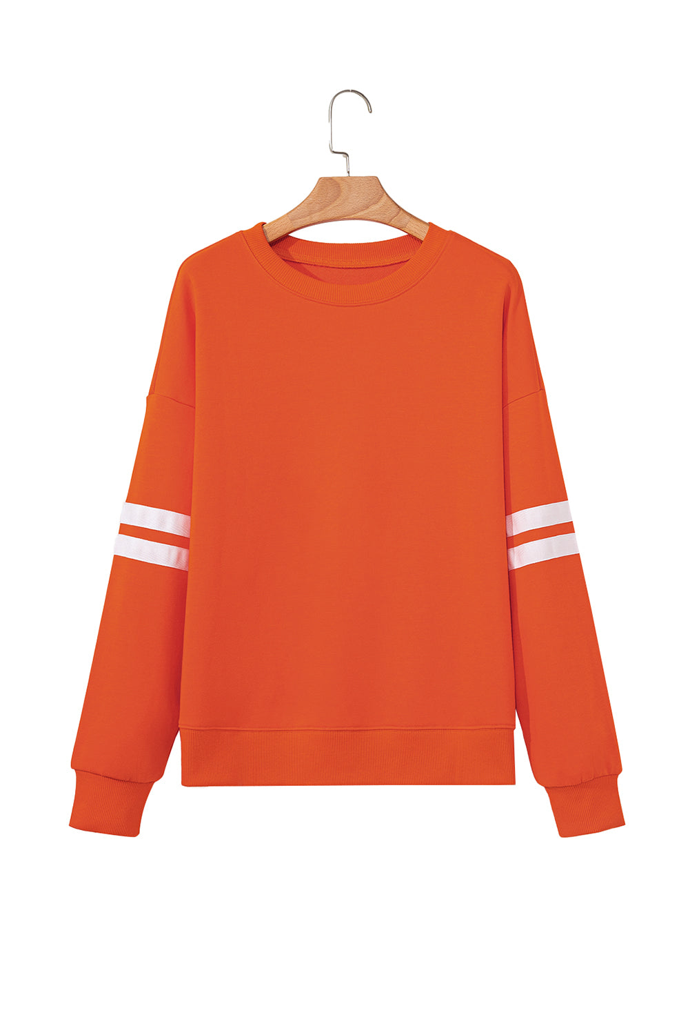 Orange Varsity Striped Detail Drop Shoulder Oversized Sweatshirt-Tops/Sweatshirts & Hoodies-[Adult]-[Female]-2022 Online Blue Zone Planet