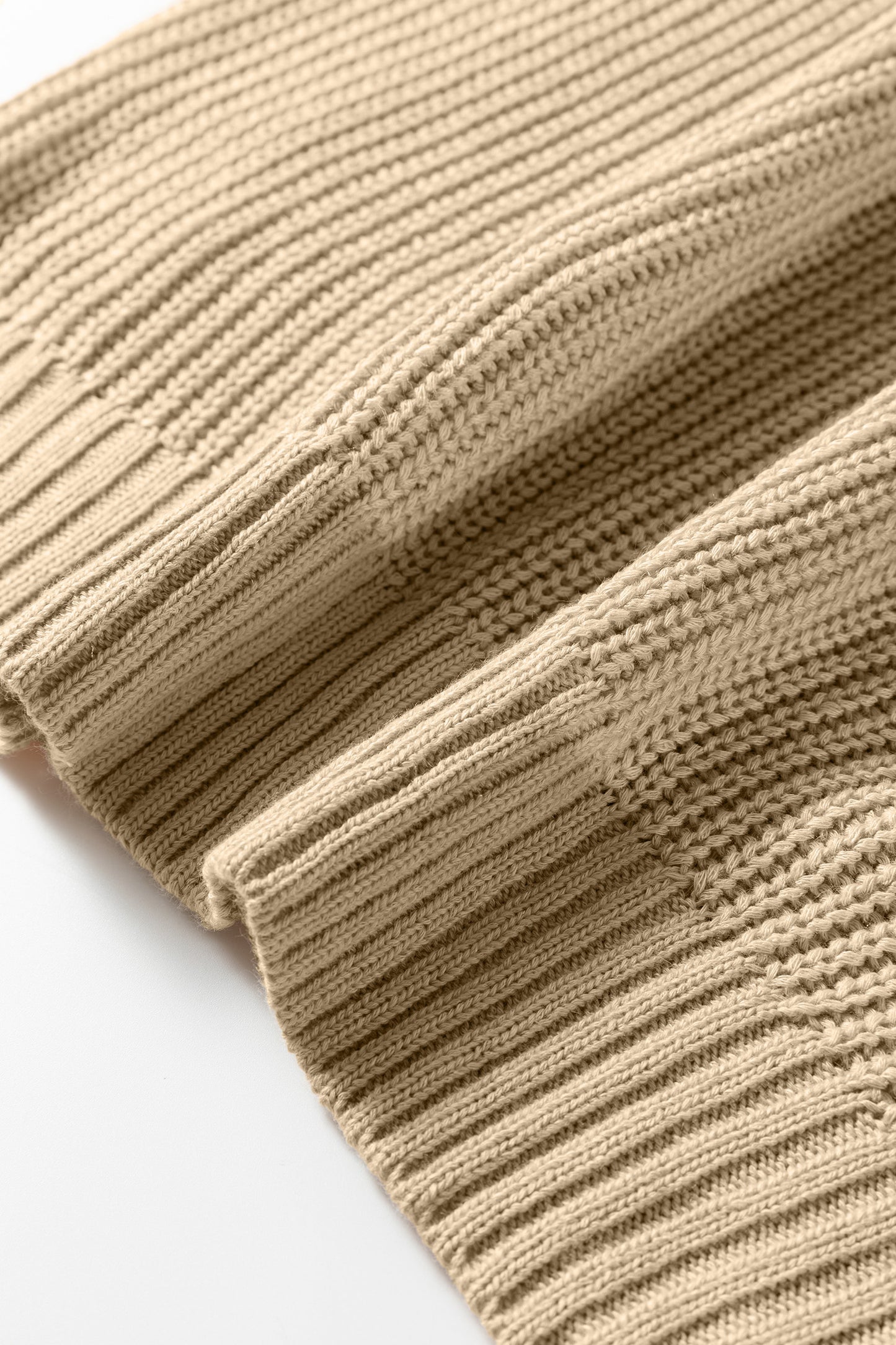 Light French Beige Round Neck Knit Contrast Short Sleeve Patchwork Sweater Top-TOPS / DRESSES-[Adult]-[Female]-2022 Online Blue Zone Planet