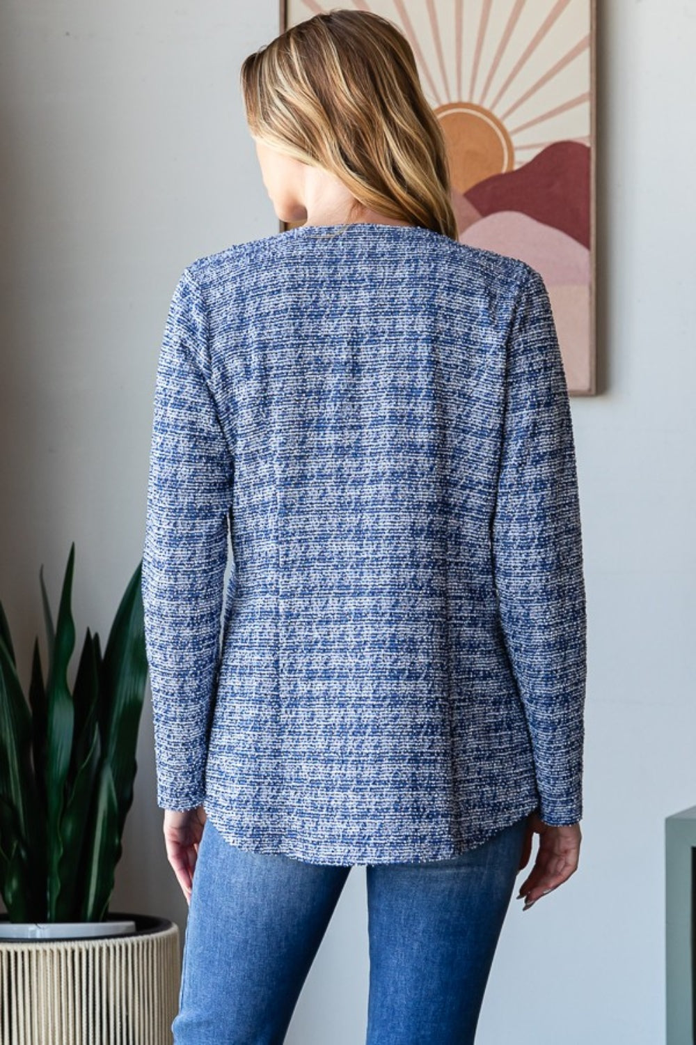 Blue Zone Planet | Heimish Full Size Houndstooth Tweed Open Front Blazer-TOPS / DRESSES-[Adult]-[Female]-2022 Online Blue Zone Planet