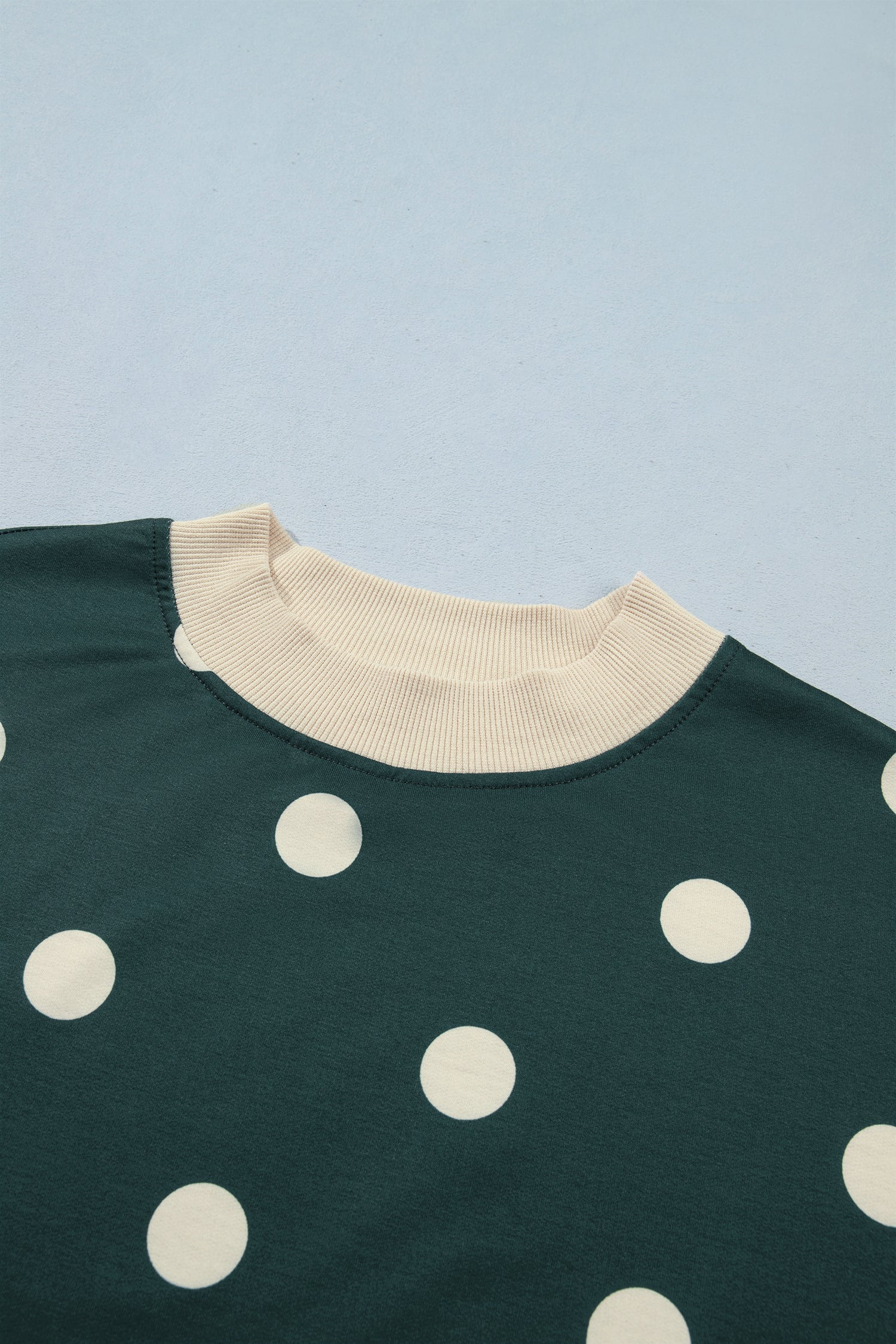 Green Polka Dot Print Color Block Trim Baggy Pullover Drawstring Skirt 2pcs Set-Two Piece Sets/Two Piece Dresses-[Adult]-[Female]-2022 Online Blue Zone Planet