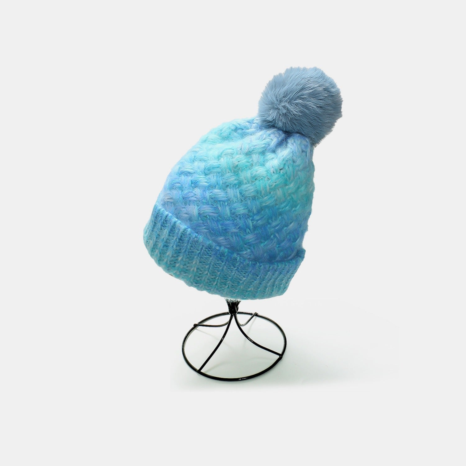 Gradient Knit Hat with Pompom-TOPS / DRESSES-[Adult]-[Female]-Pastel Blue-One Size-2022 Online Blue Zone Planet