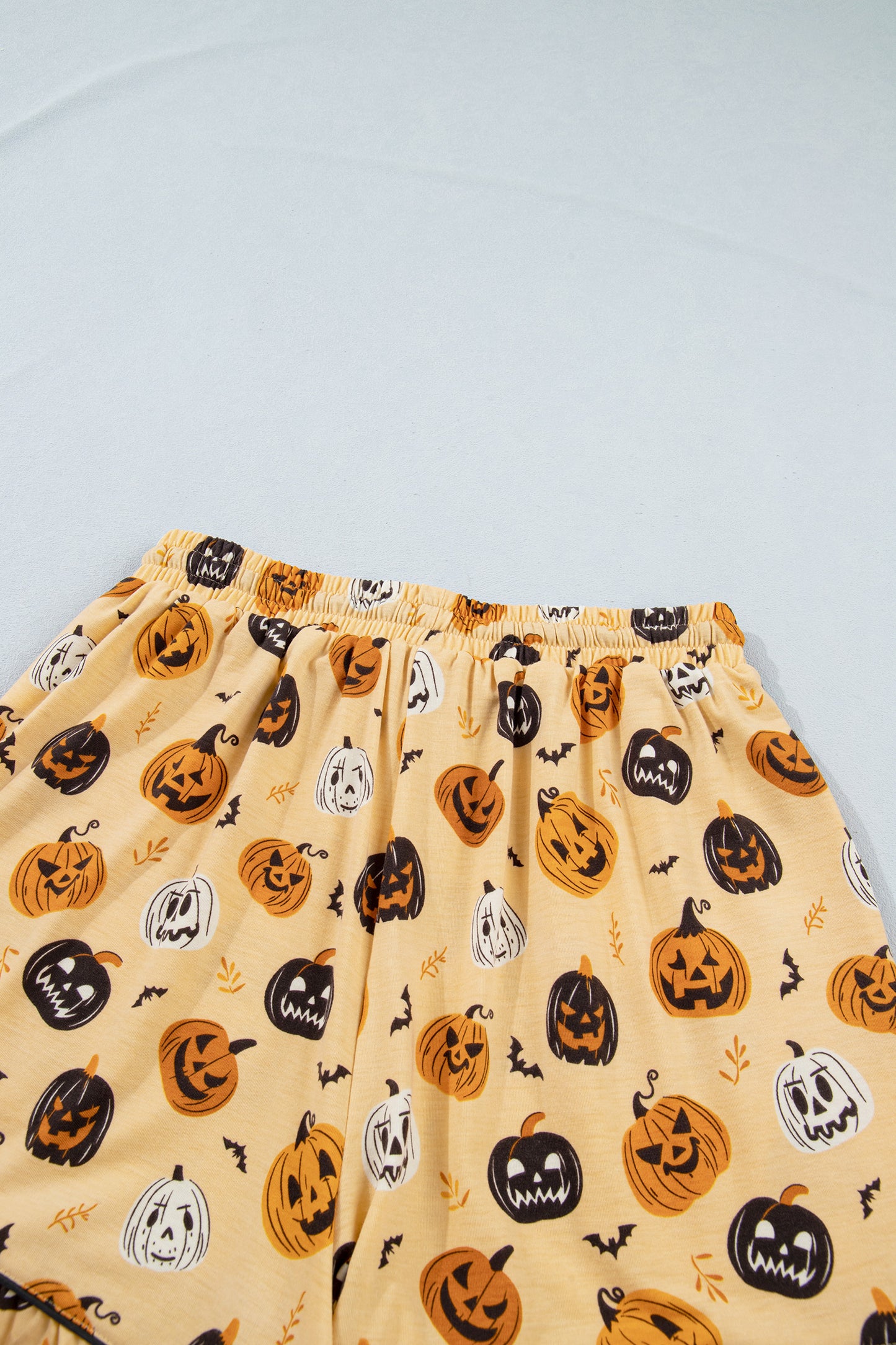 Orange Long Sleeve Ruffle Pumpkin Face Print Two Piece Lounge Set-Loungewear & Sleepwear/Loungewear-[Adult]-[Female]-2022 Online Blue Zone Planet